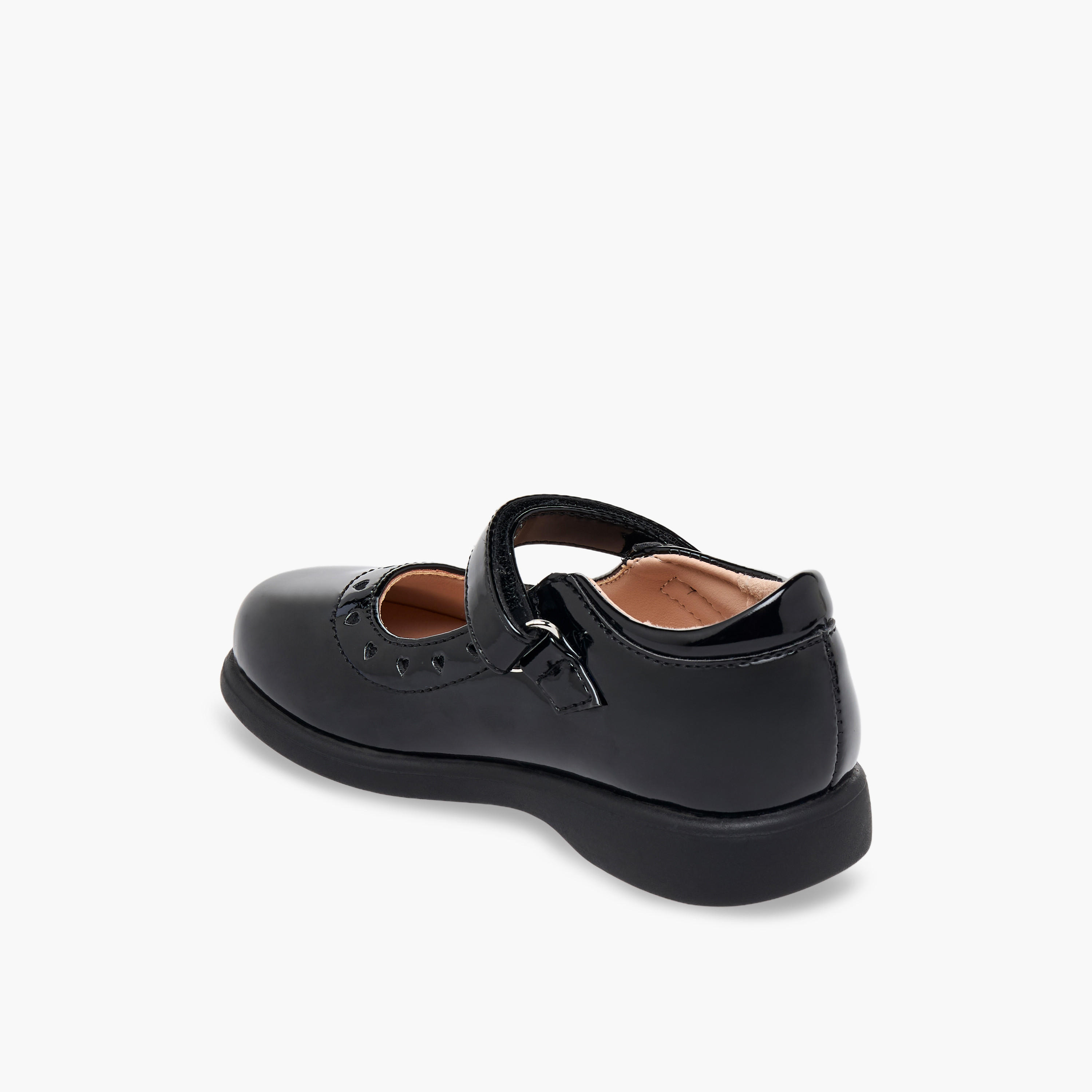 Flora Bella Girls Heart Detail Hook & Loop School Shoes-girls-shoes-maryjanes-image-5