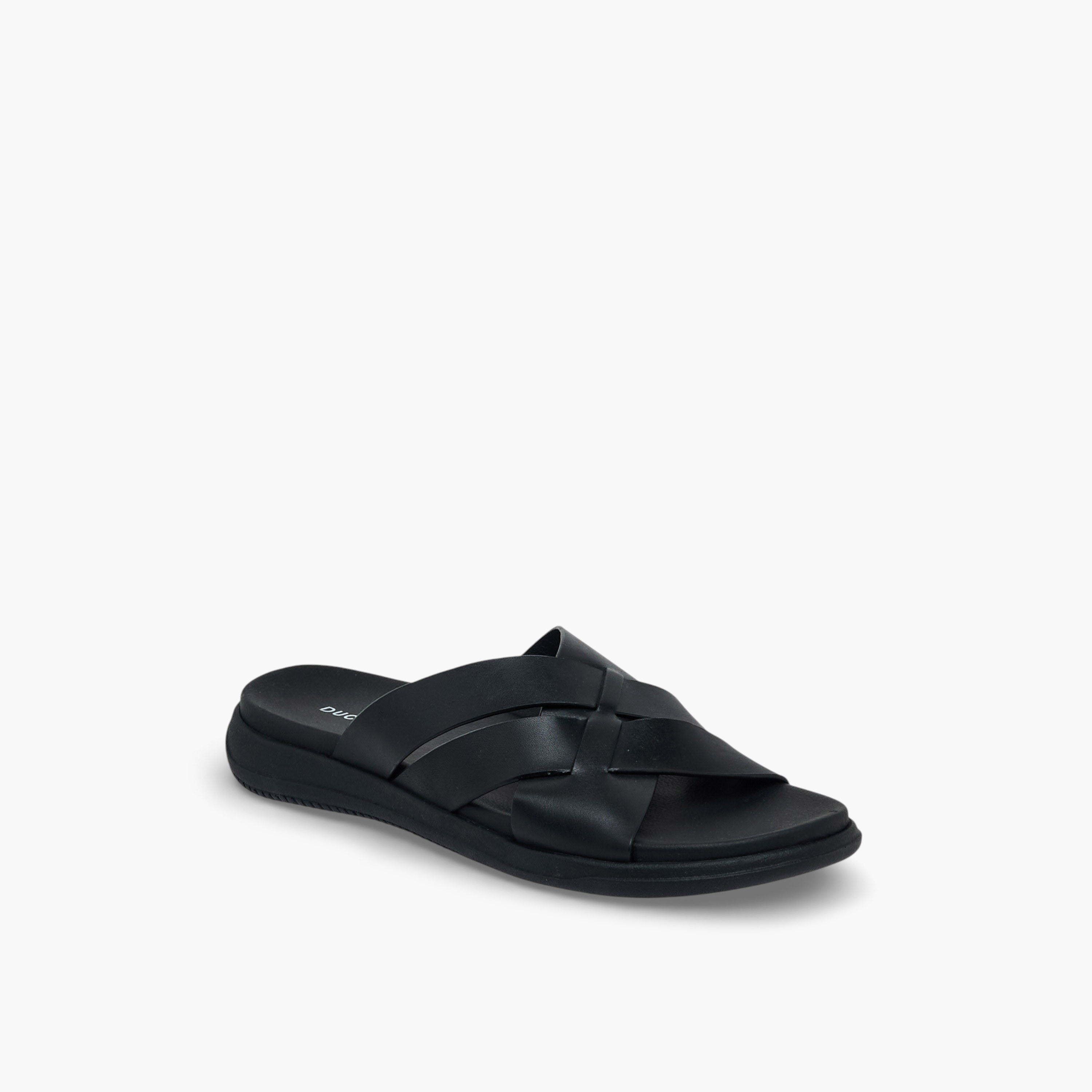Duchini Men Leather Cross Strap Sandals-men-shoes-sandals-image-2