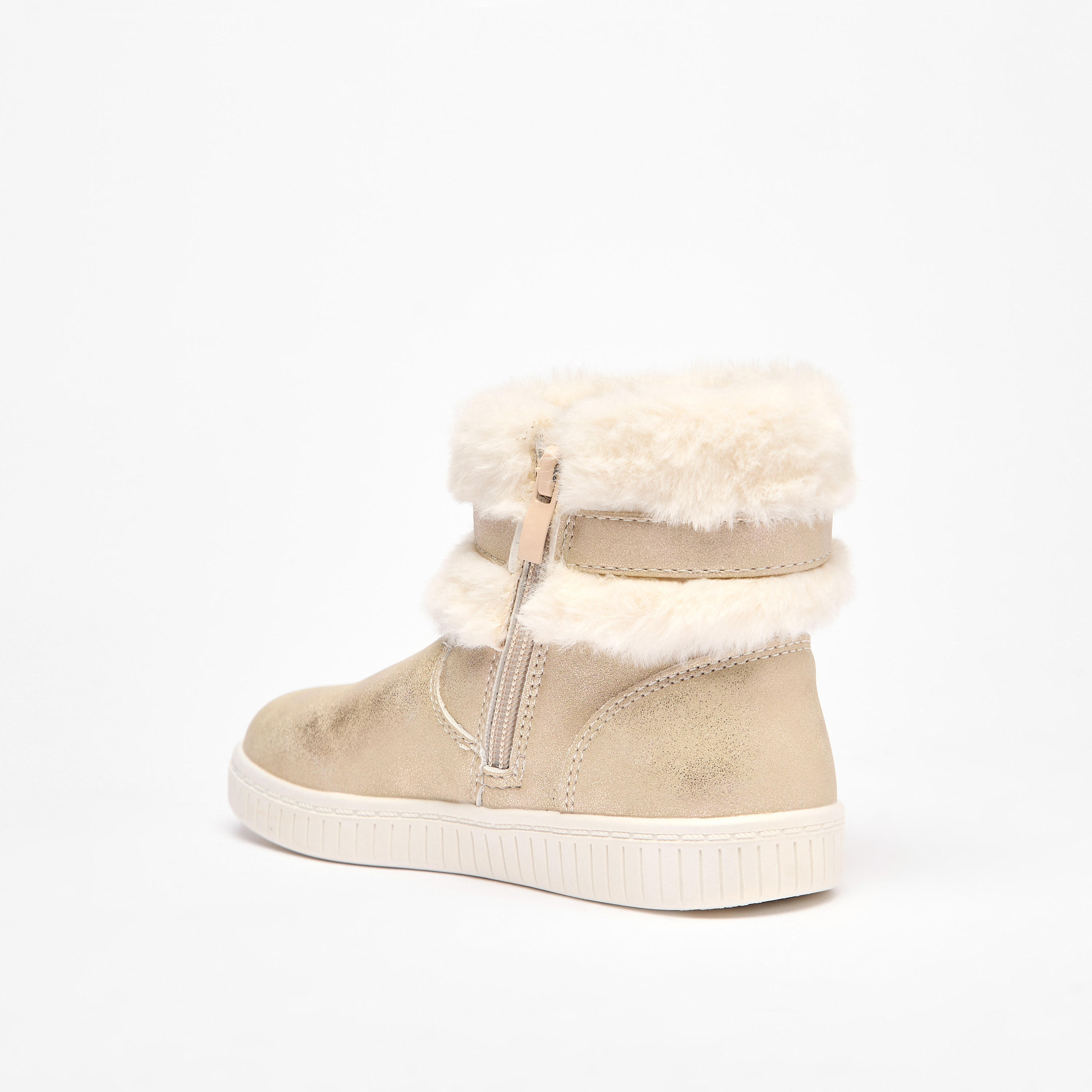 Flora Bella Faux Fur Ankle Boots with Bow Detail and Zip Closure-girls-shoes-boots-image-2