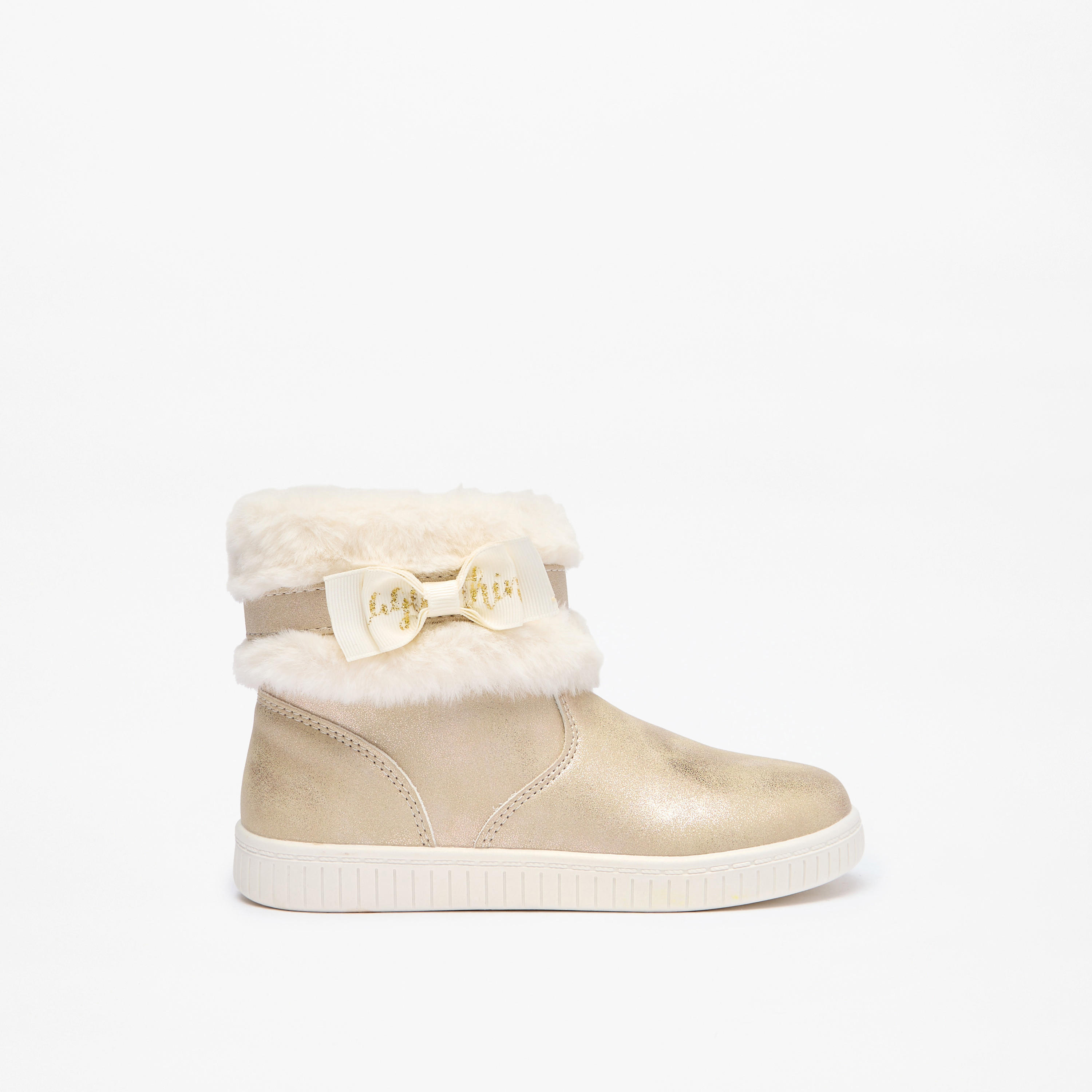 Flora Bella Faux Fur Ankle Boots with Bow Detail and Zip Closure-girls-shoes-boots-image-3