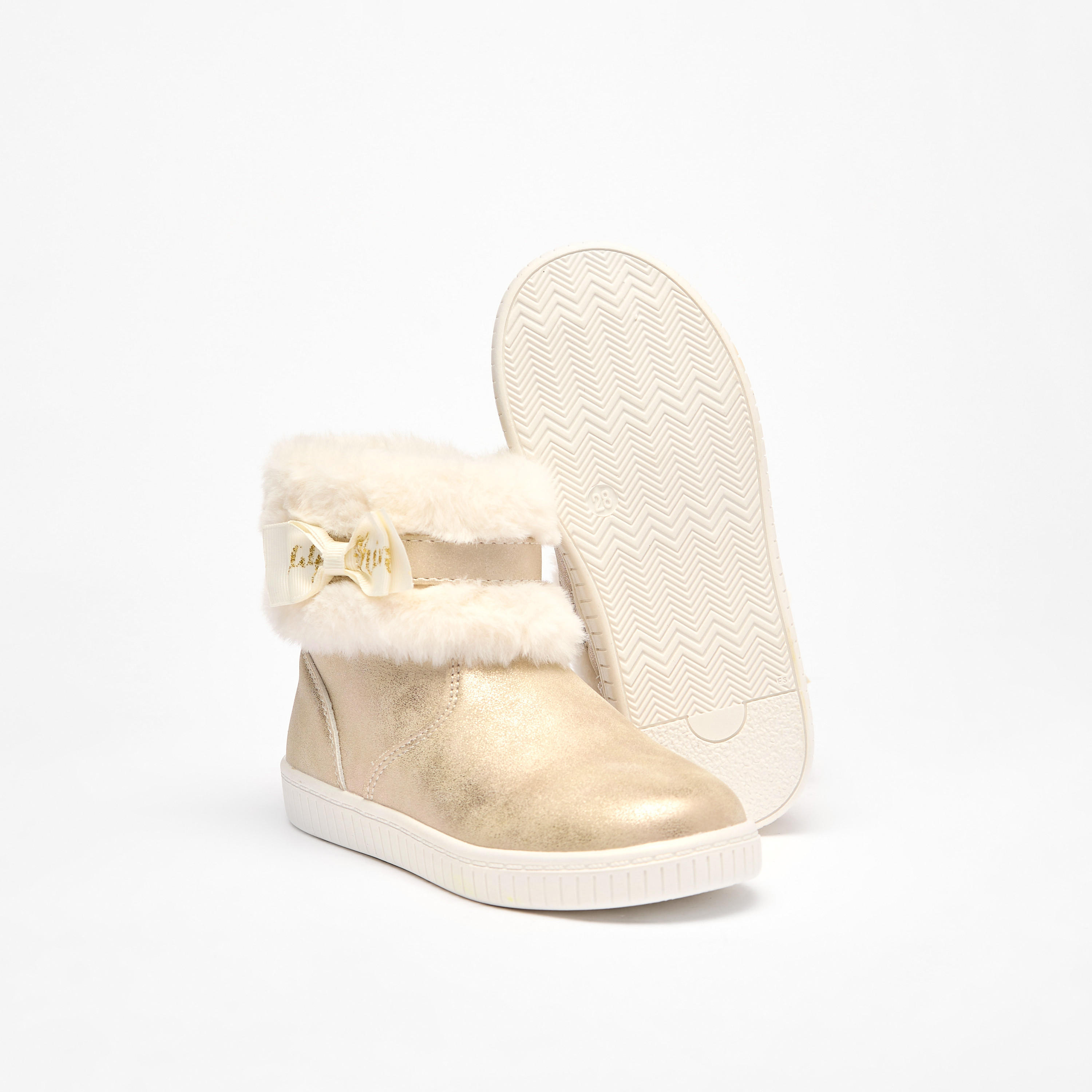 Flora Bella Faux Fur Ankle Boots with Bow Detail and Zip Closure-girls-shoes-boots-image-6
