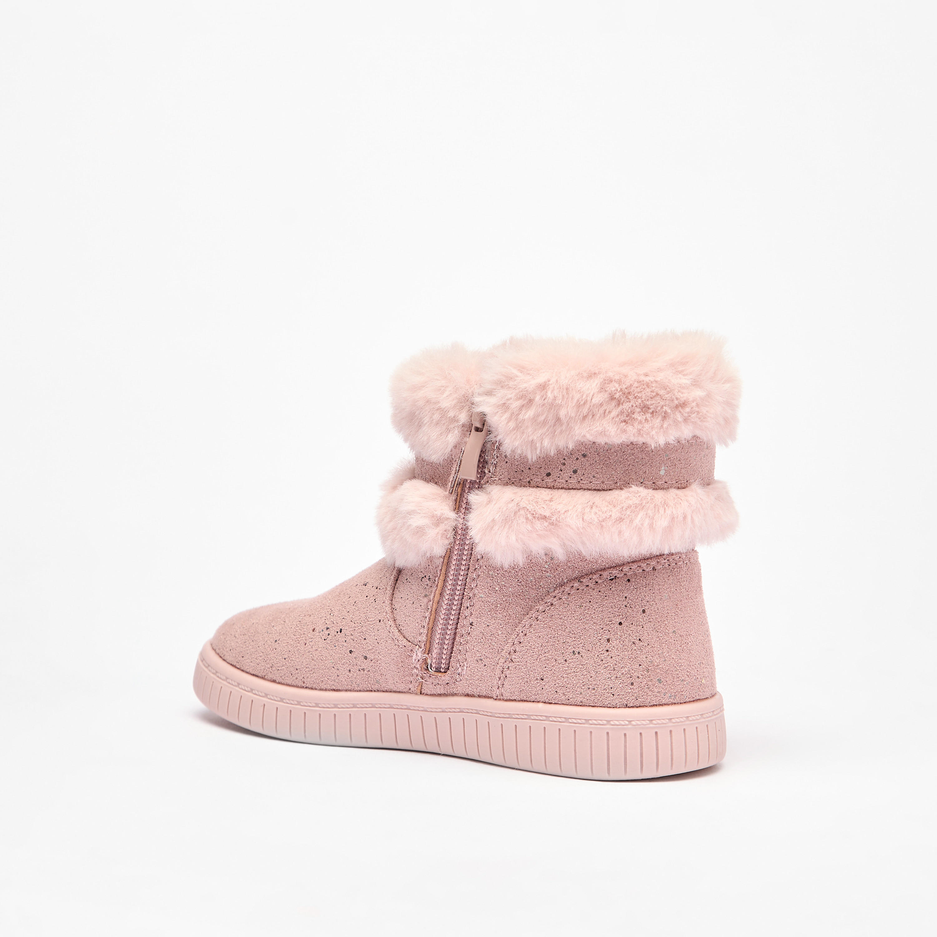 Flora Bella Faux Fur Ankle Boots with Bow Detail and Zip Closure-girls-shoes-boots-image-2