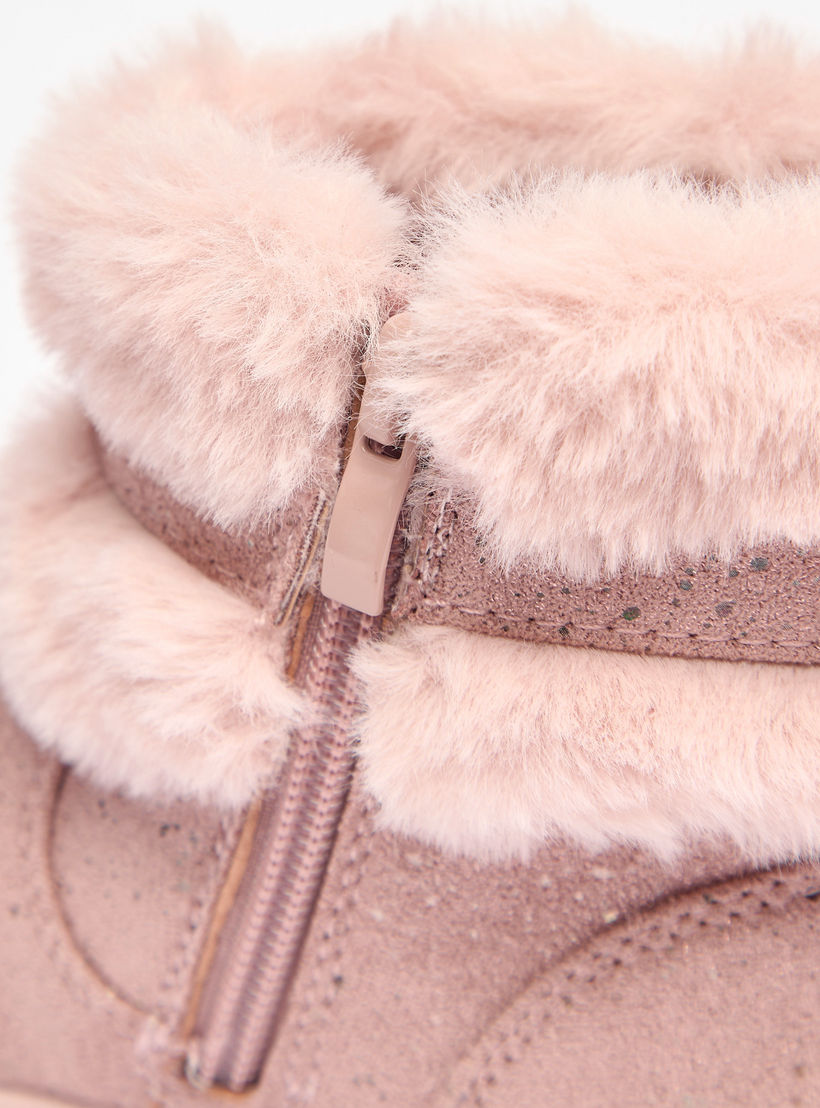 Flora Bella Faux Fur Ankle Boots with Bow Detail and Zip Closure-girls-shoes-boots-image-5