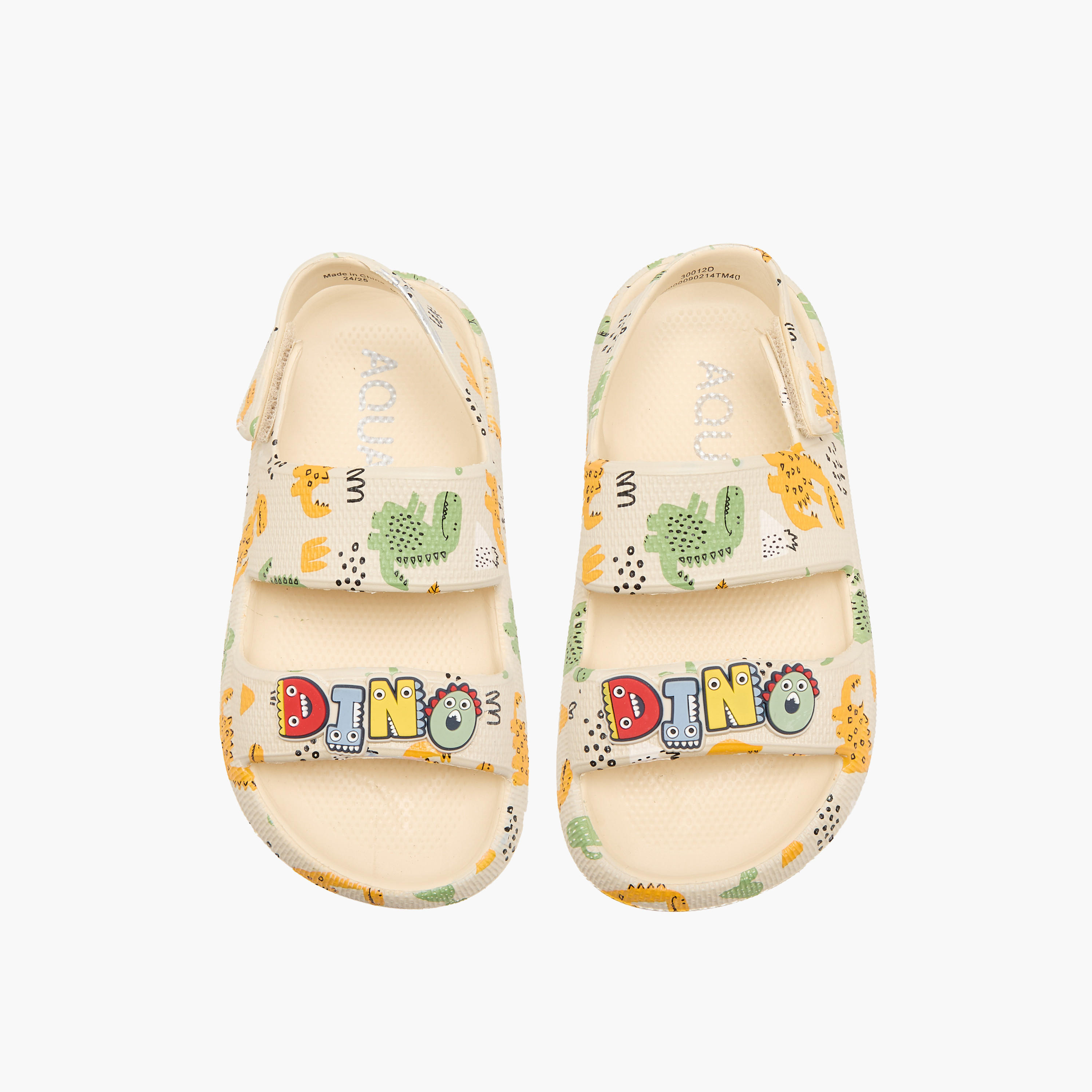 Aqua Boys Dinosaur Print Hook & Loop Sandals-boys-shoes-sandals-image-1