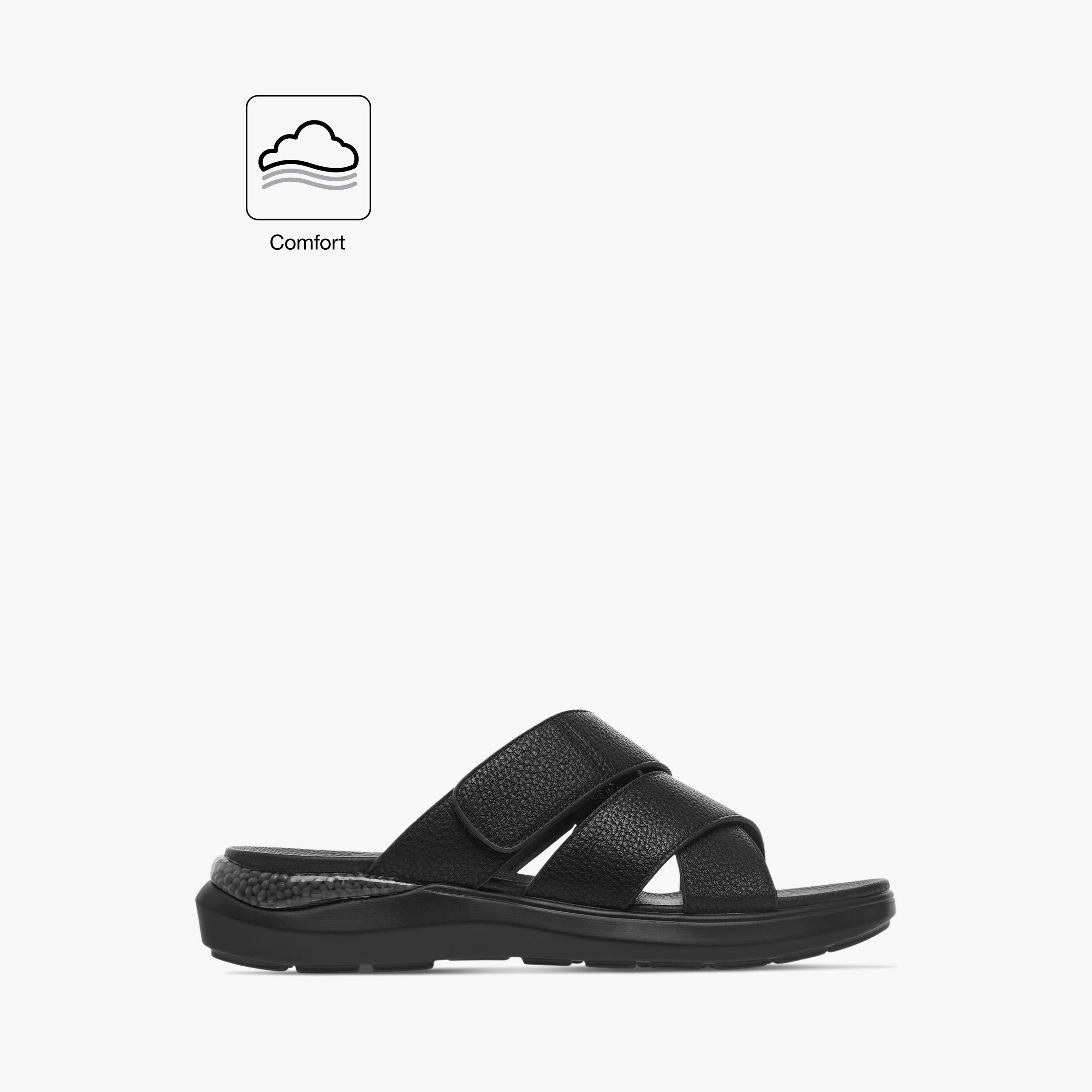 صندل مريح سادة سهل الارتداء بحزام متقاطع من لو كونفورت-men-shoes-sandals-image-2