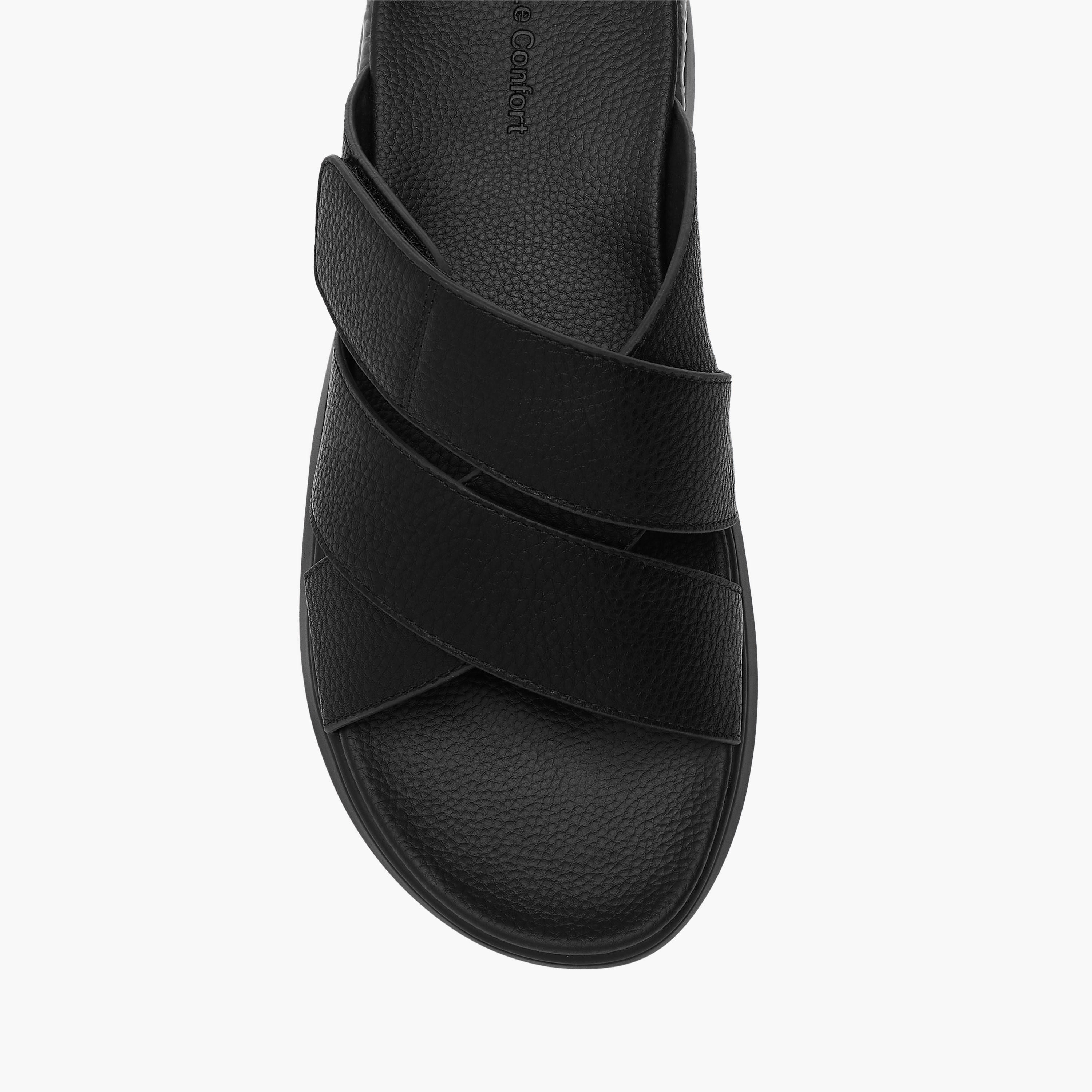 صندل مريح سادة سهل الارتداء بحزام متقاطع من لو كونفورت-men-shoes-sandals-image-3