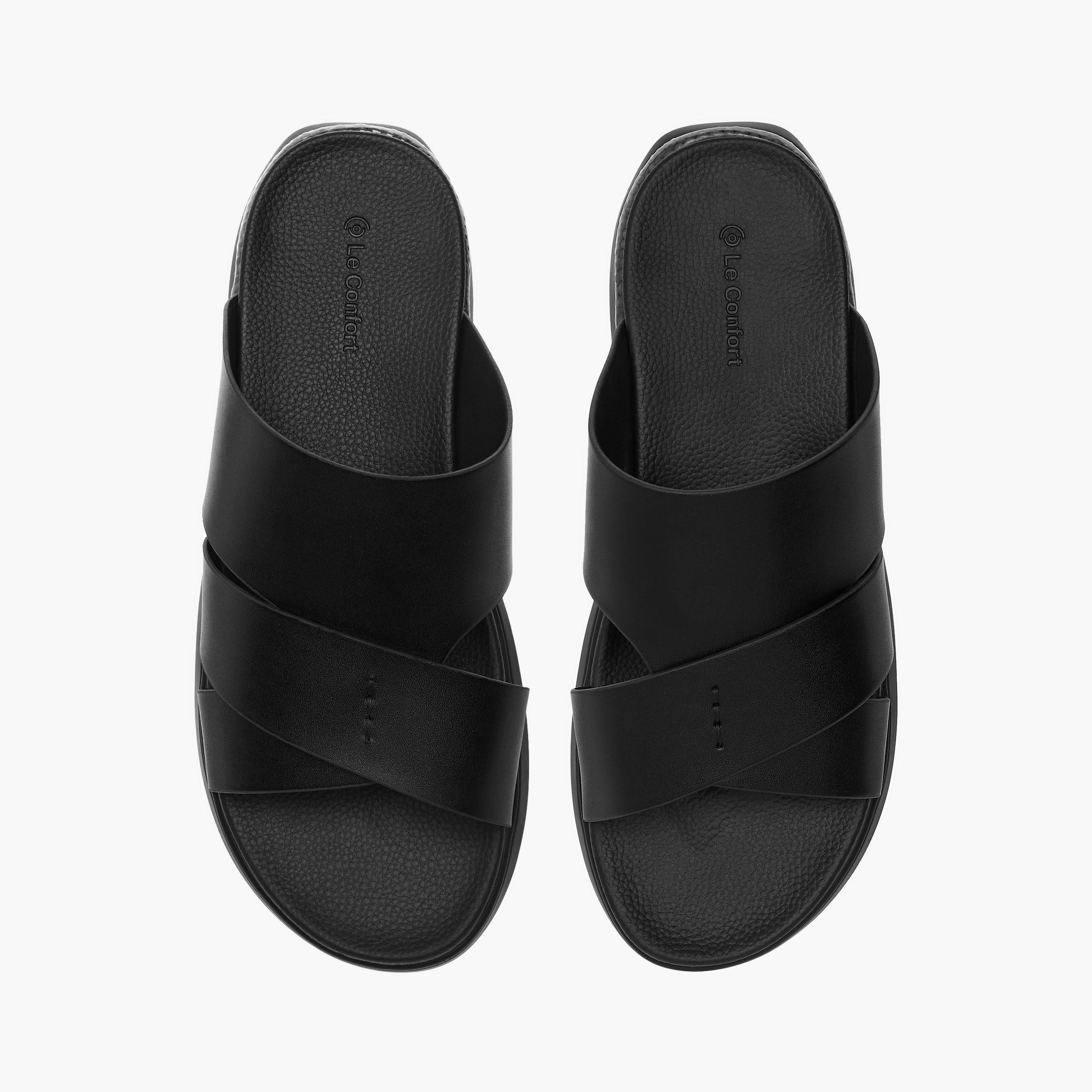 Le Confort Solid Cross Strap Slip-On Comfort Sandals-men-shoes-sandals-image-1