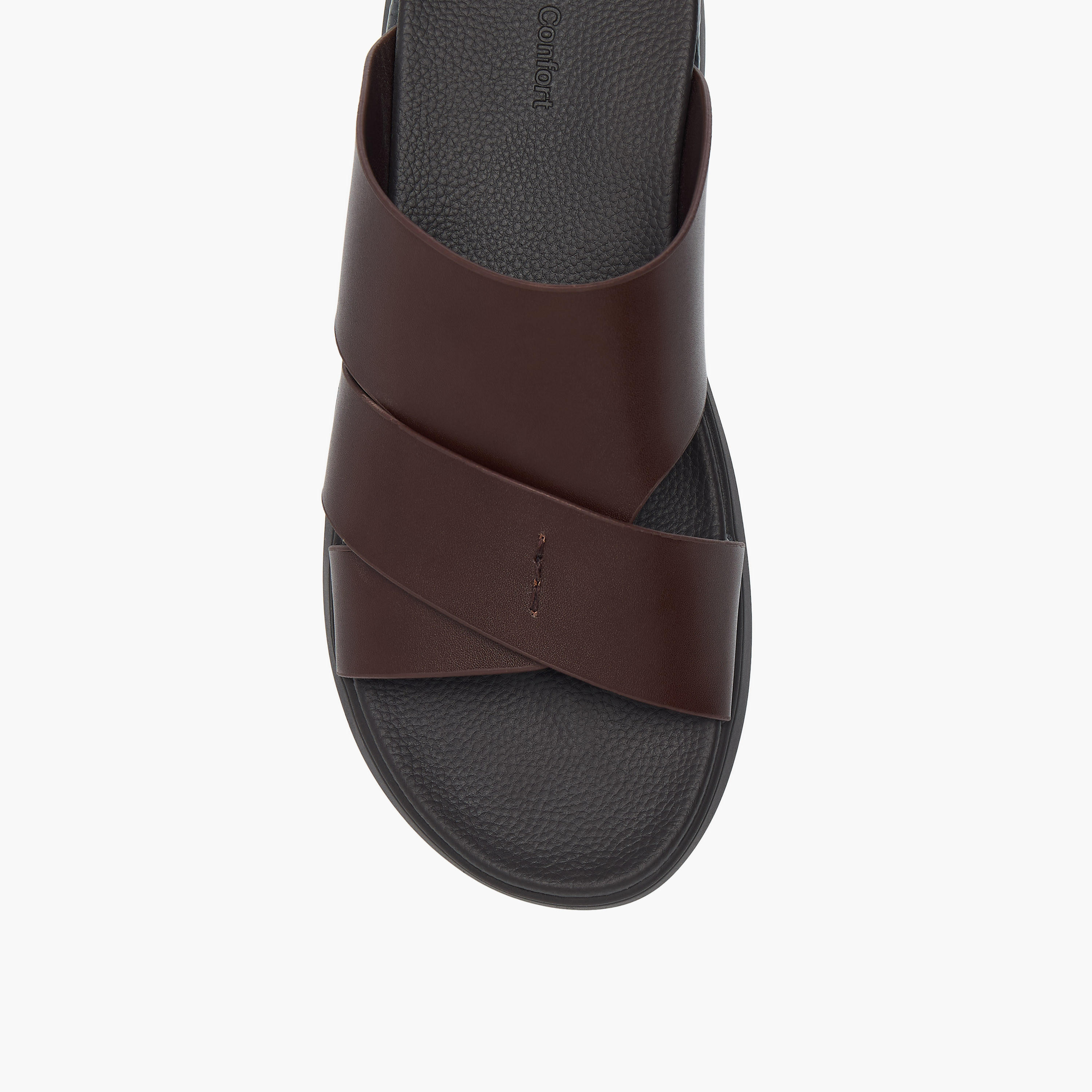 Le Confort Solid Cross Strap Slip-On Comfort Sandals-men-shoes-sandals-image-3