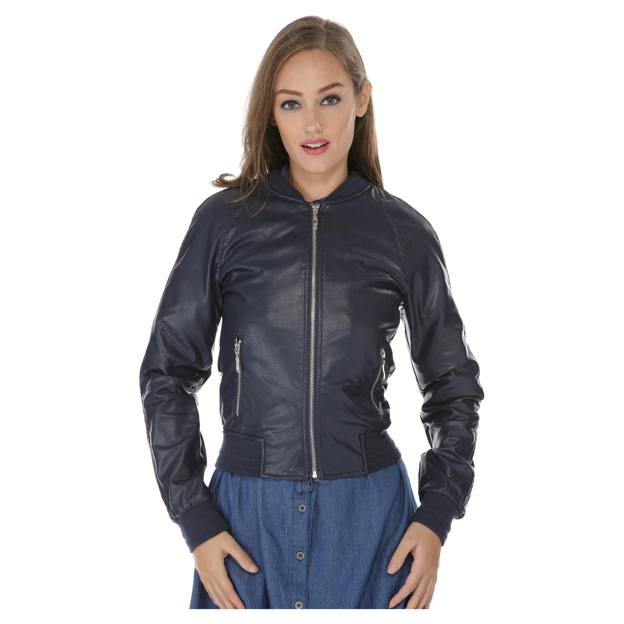 Lee Cooper Solid Colour Biker Jacket-women-winterwear-coatsandjackets-jackets-image-1