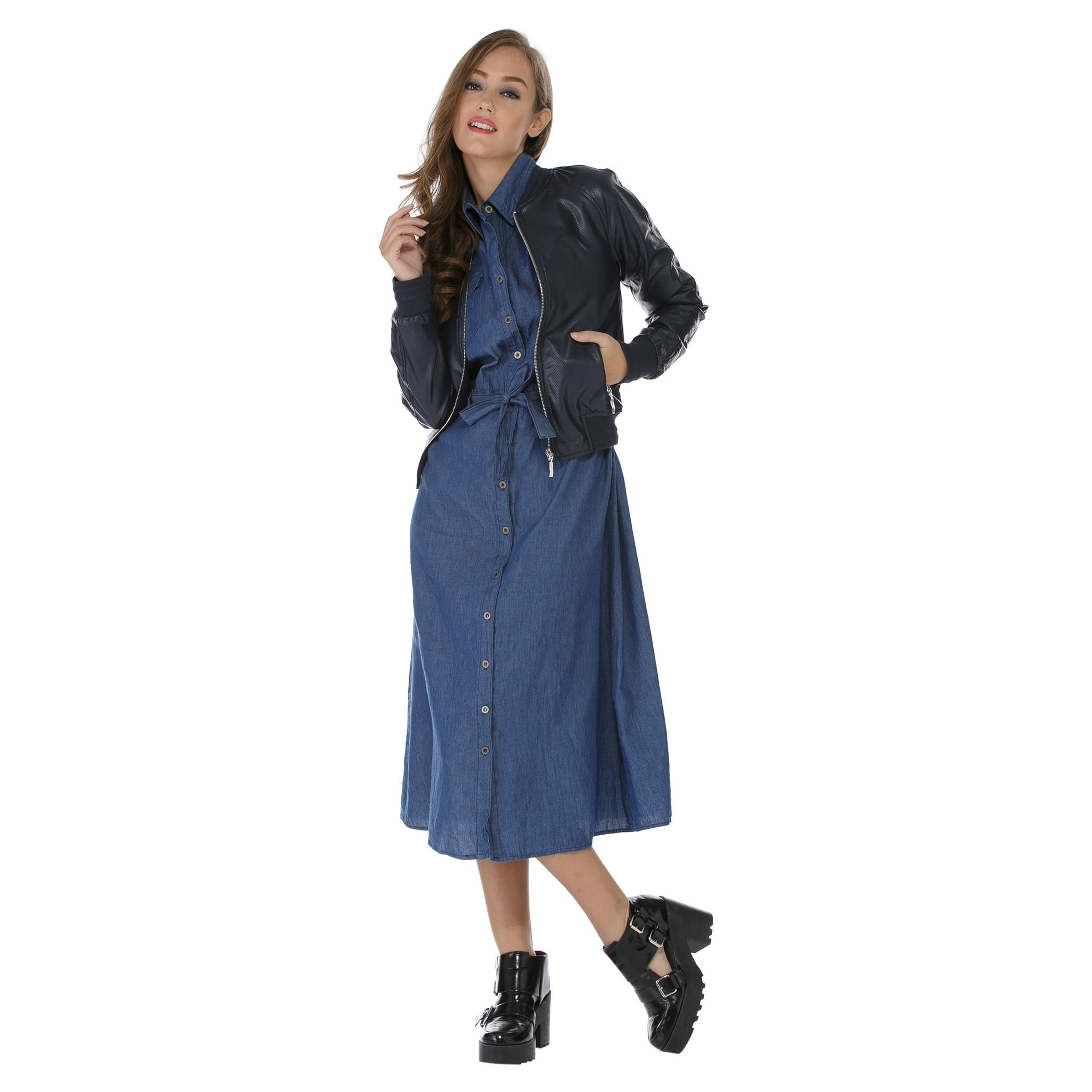 Lee Cooper Solid Colour Biker Jacket-women-winterwear-coatsandjackets-jackets-image-5