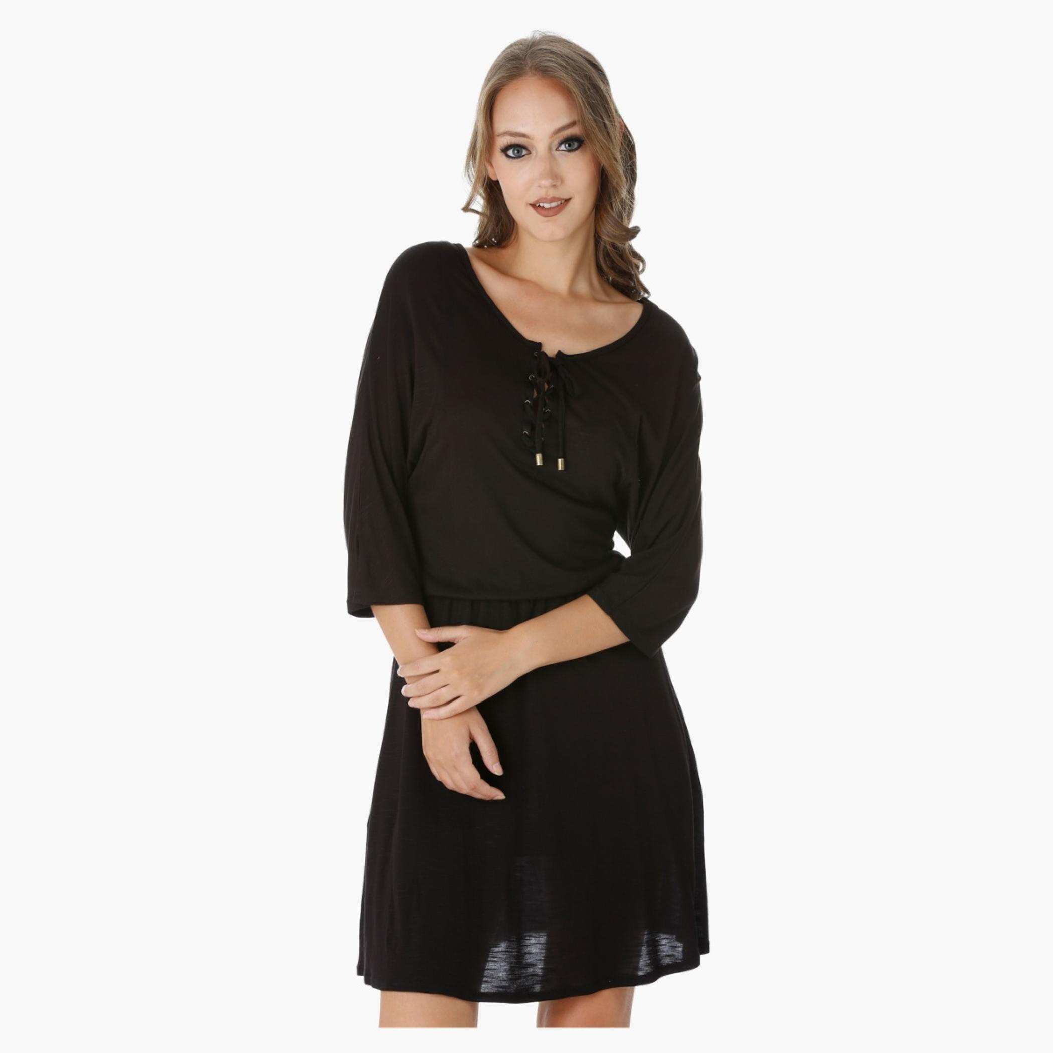 Lee Cooper Dress with 3/4th Sleeves and Tie-Up Details-women-clothing-dresses-image-1