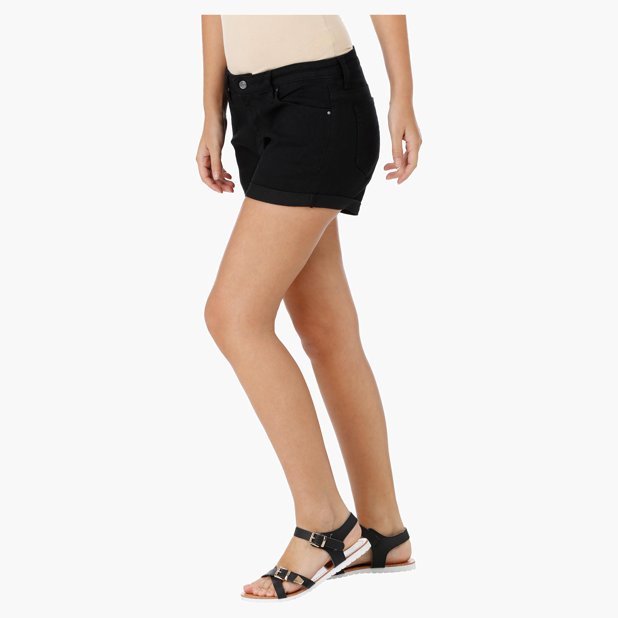 Rolled Up Shorts with 5-pocket Styling-women-clothing-bottoms-shorts-image-3