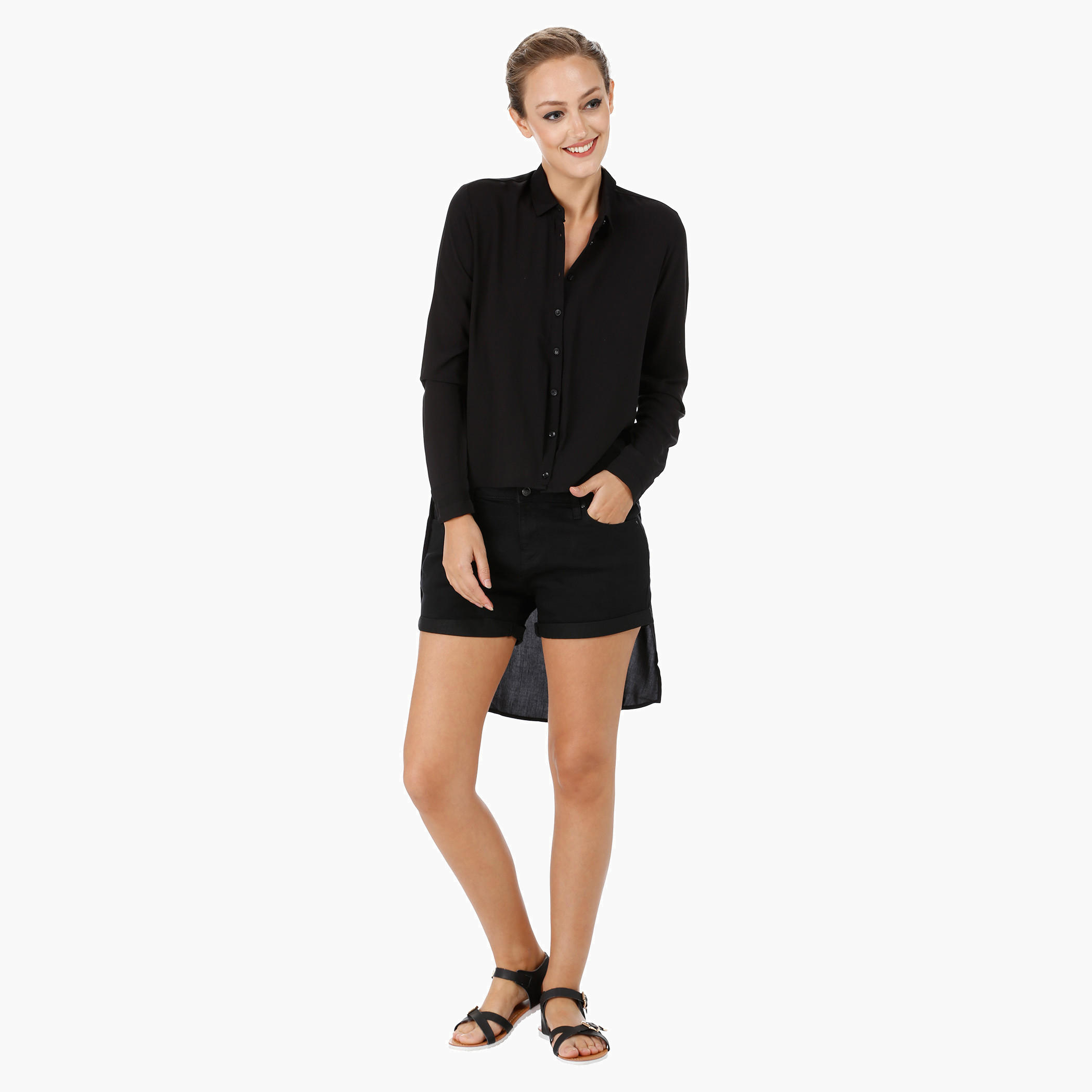Rolled Up Shorts with 5-pocket Styling-women-clothing-bottoms-shorts-image-5