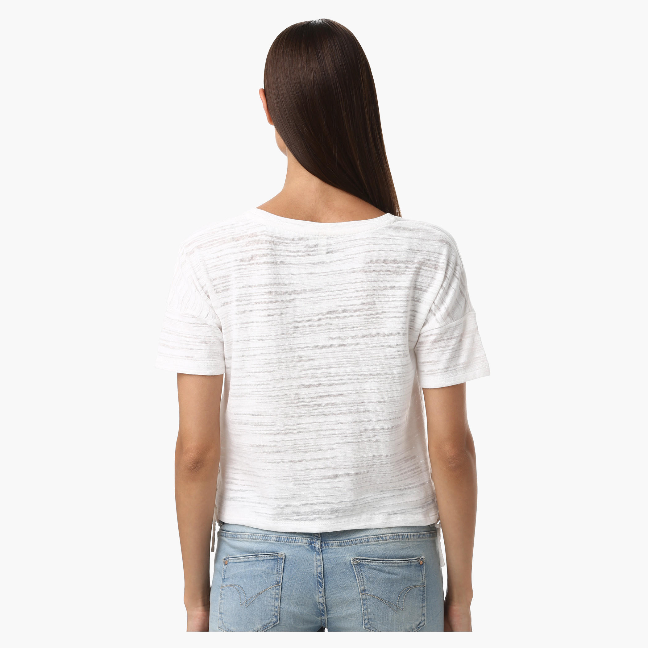 Lee Cooper Crop Boxy T-Shirt with Print and Side Tie-Ups-women-clothing-tshirts-image-7