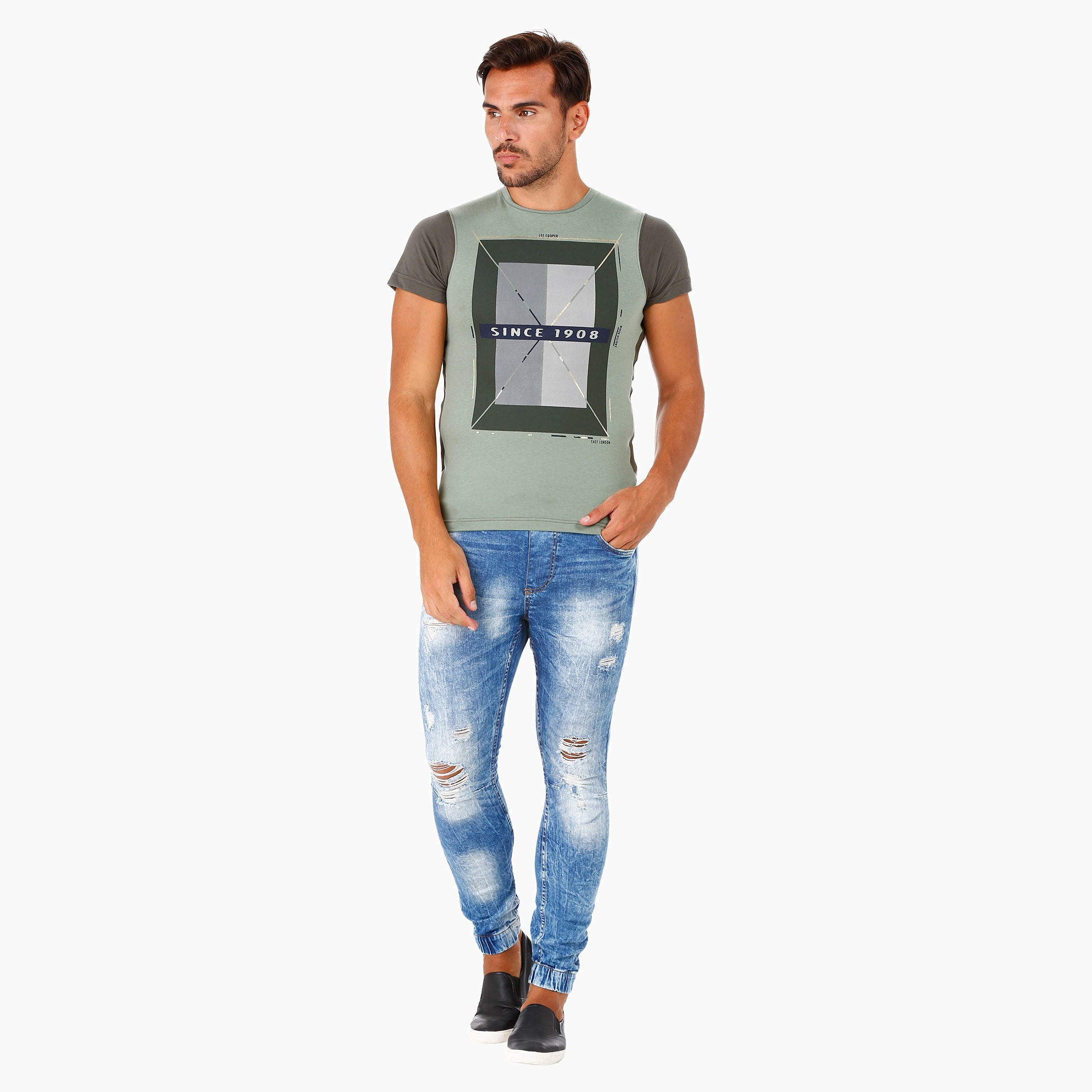 Lee Cooper Printed T-Shirt with Short Sleeves-men-clothing-tshirtsandpolos-tshirts-image-1