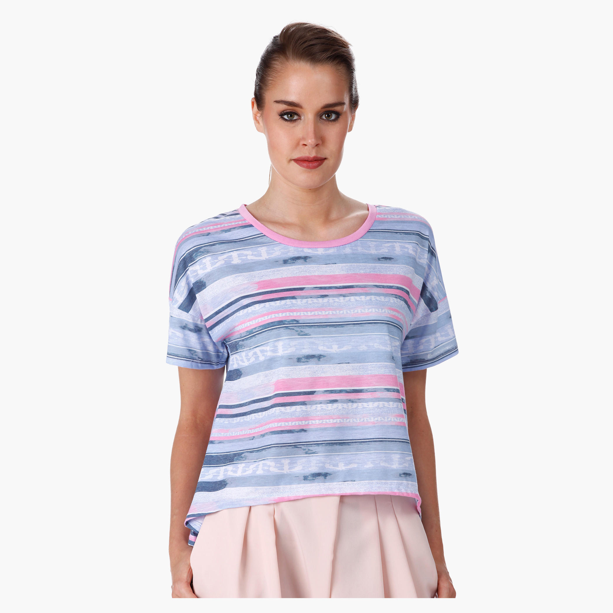 Lee Cooper Printed A-line Crop Top with Short Sleeves-women-clothing-tshirts-image-1