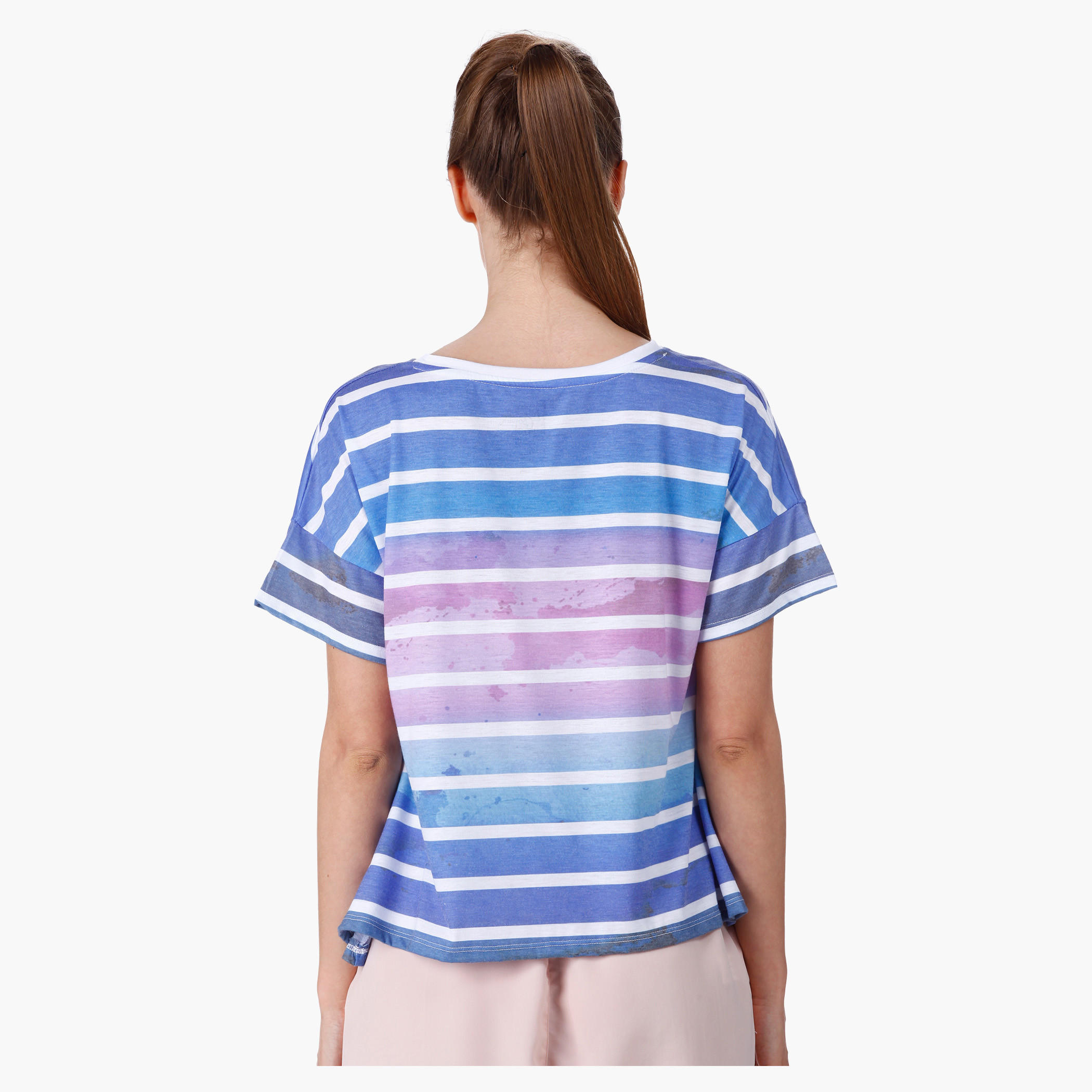 Printed A-Line T-Shirt with Short Sleeves in Regular Fit-women-clothing-tshirts-image-2