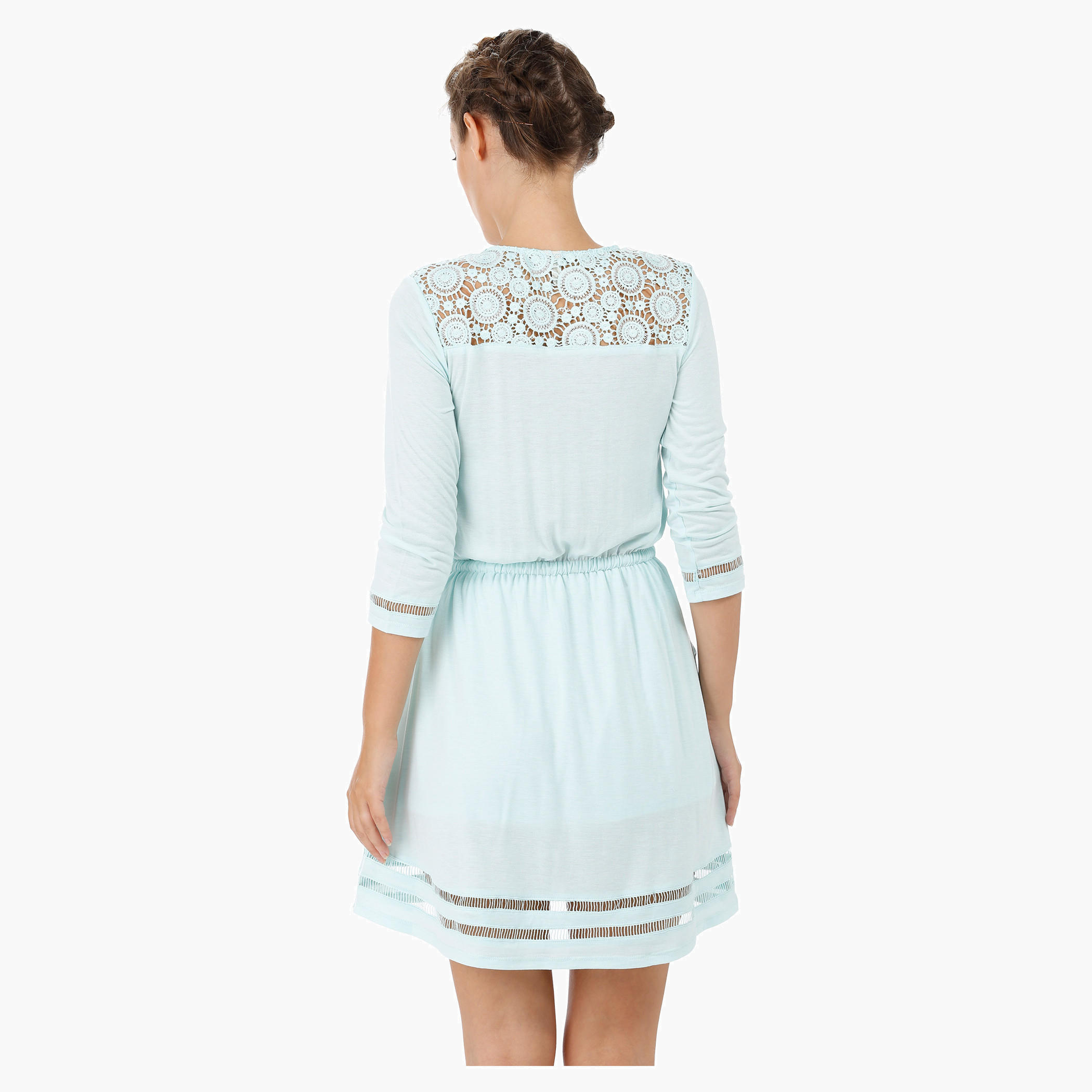 Three Quarter Skater Dress with Lace Inserts-women-clothing-dresses-image-4
