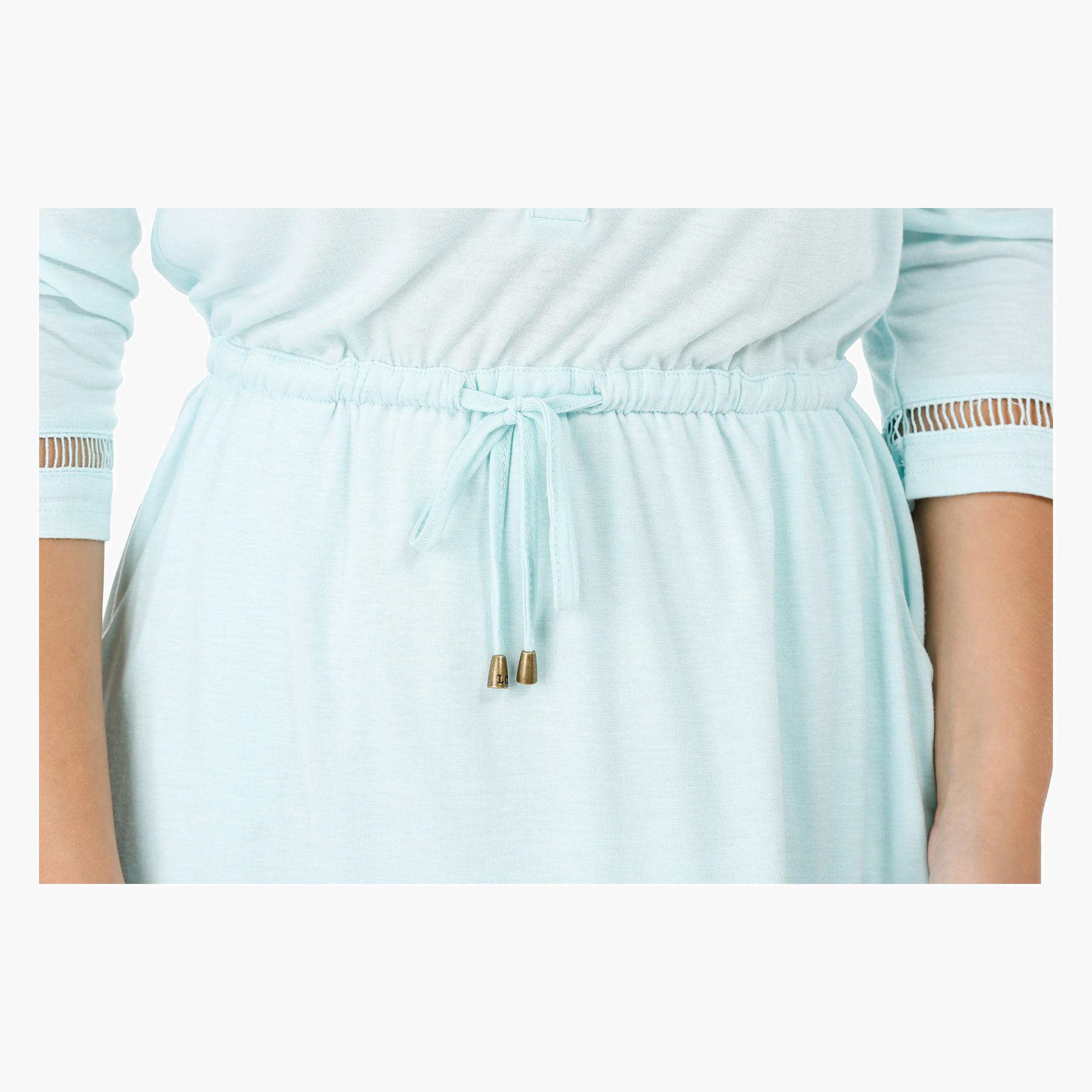 Three Quarter Skater Dress with Lace Inserts-women-clothing-dresses-image-2
