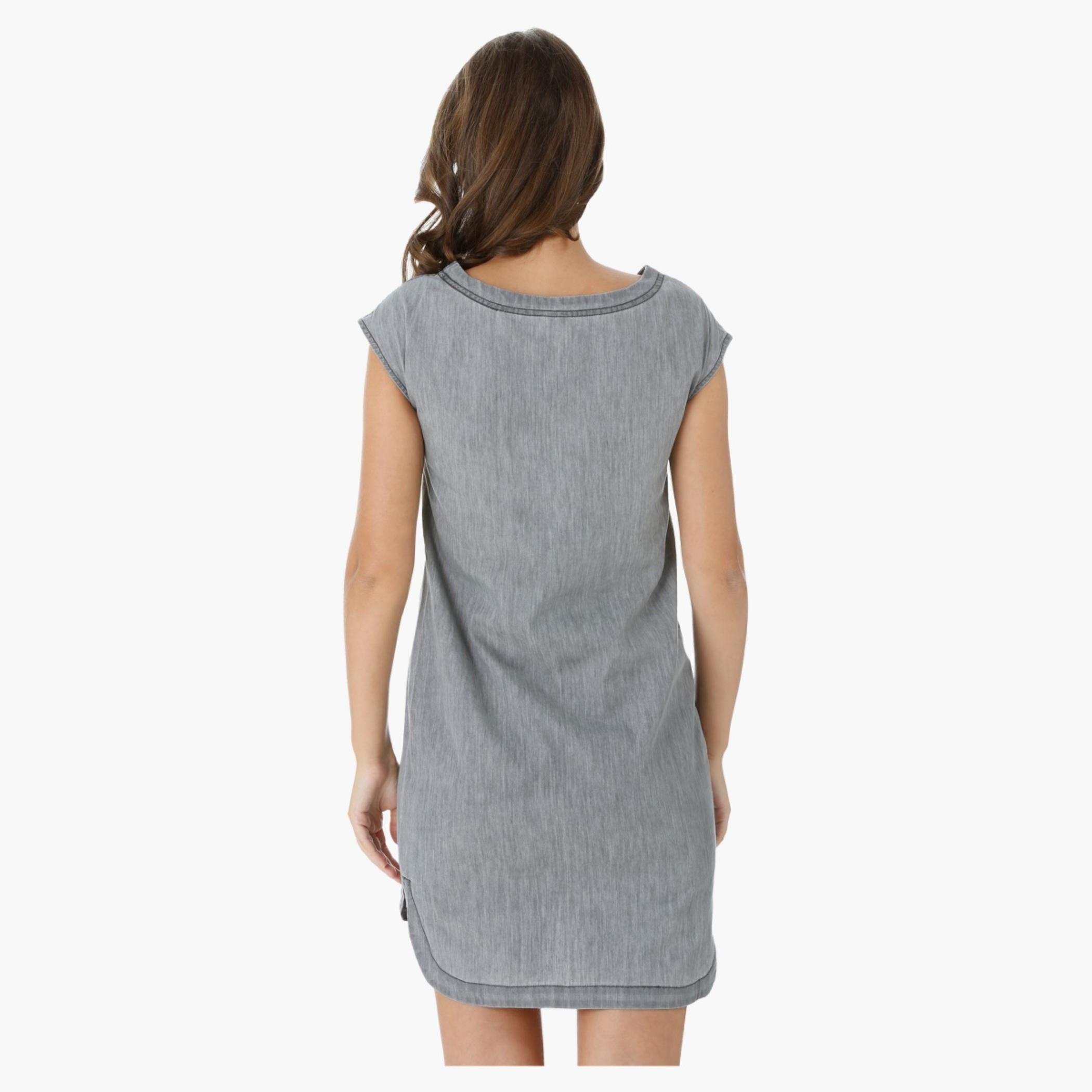 Lee Cooper Denim Shift Dress with Cap Sleeves and Tie-Up Details-women-clothing-dresses-image-2