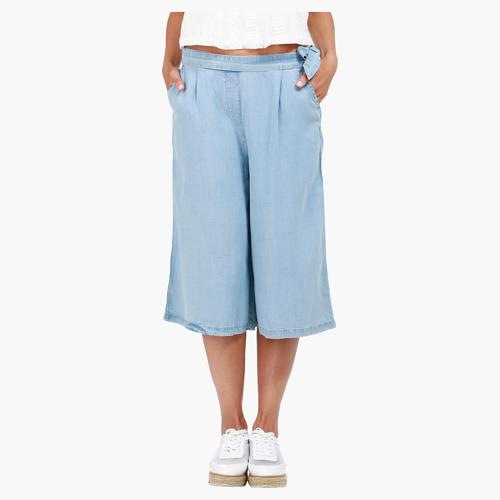 Lee Cooper Mid-Rise Denim Culottes in Regular Fit-women-clothing-bottoms-jeans-image-5