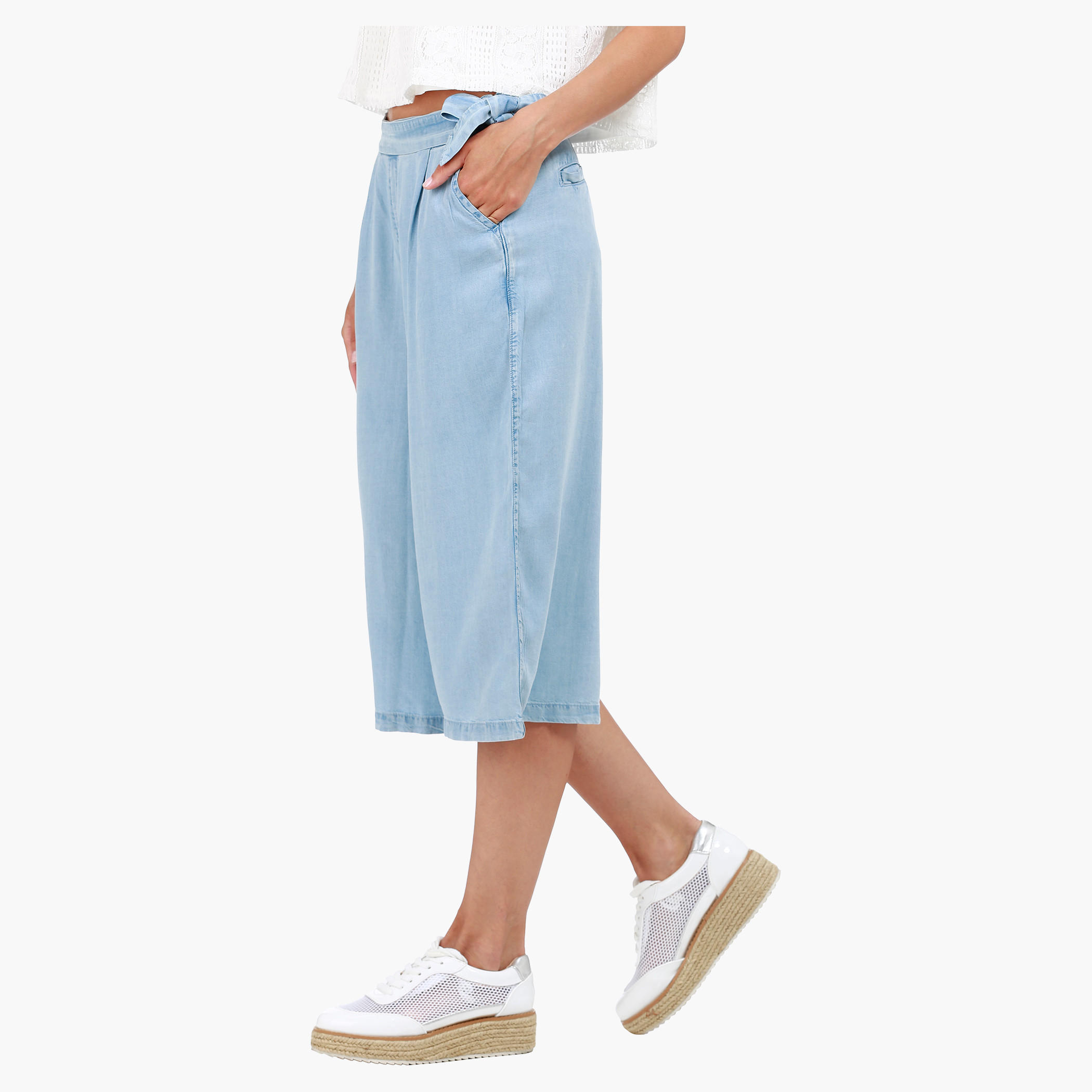 Lee Cooper Mid-Rise Denim Culottes in Regular Fit-women-clothing-bottoms-jeans-image-3