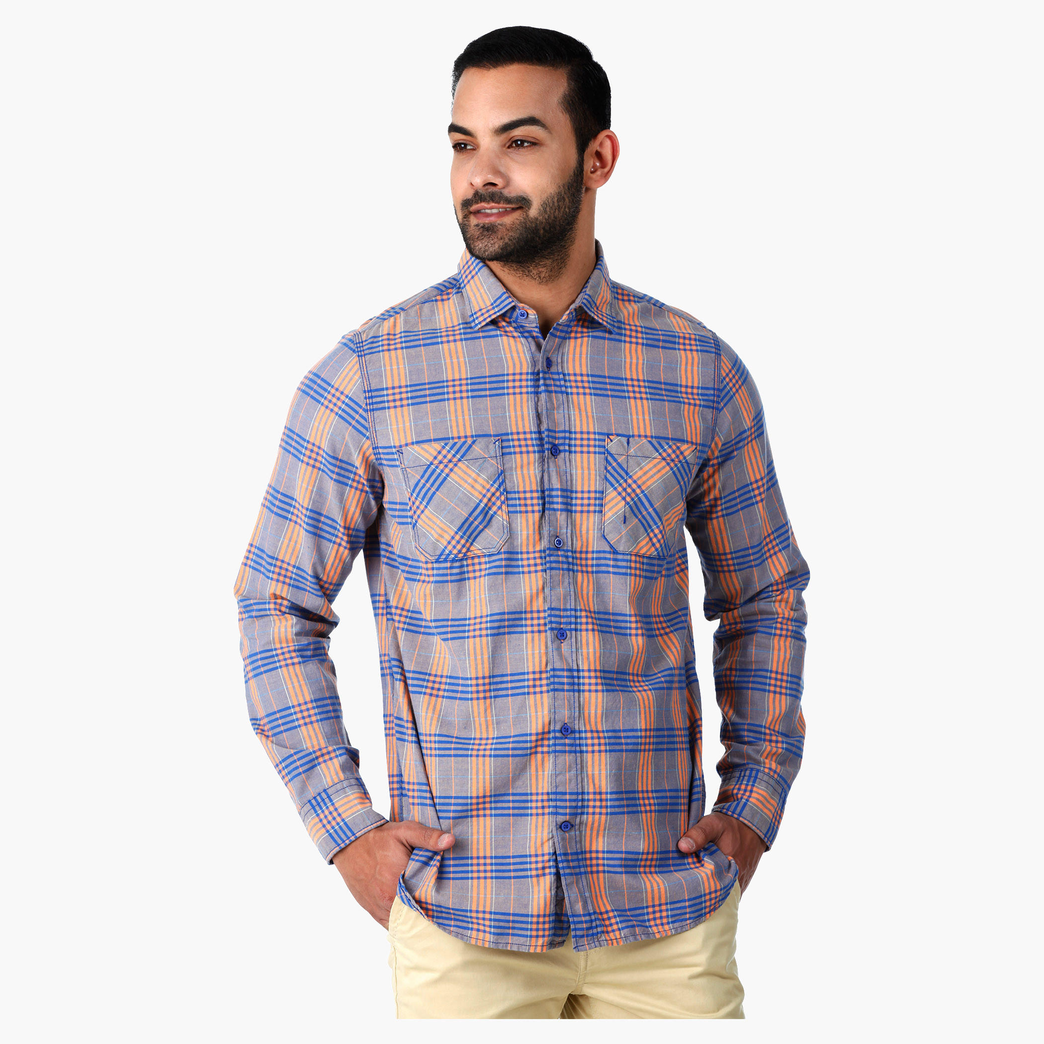 Lee Cooper Yarn-Dyed Cotton Shirt with Long Sleeves in Regular Fit-men-clothing-shirts-image-1