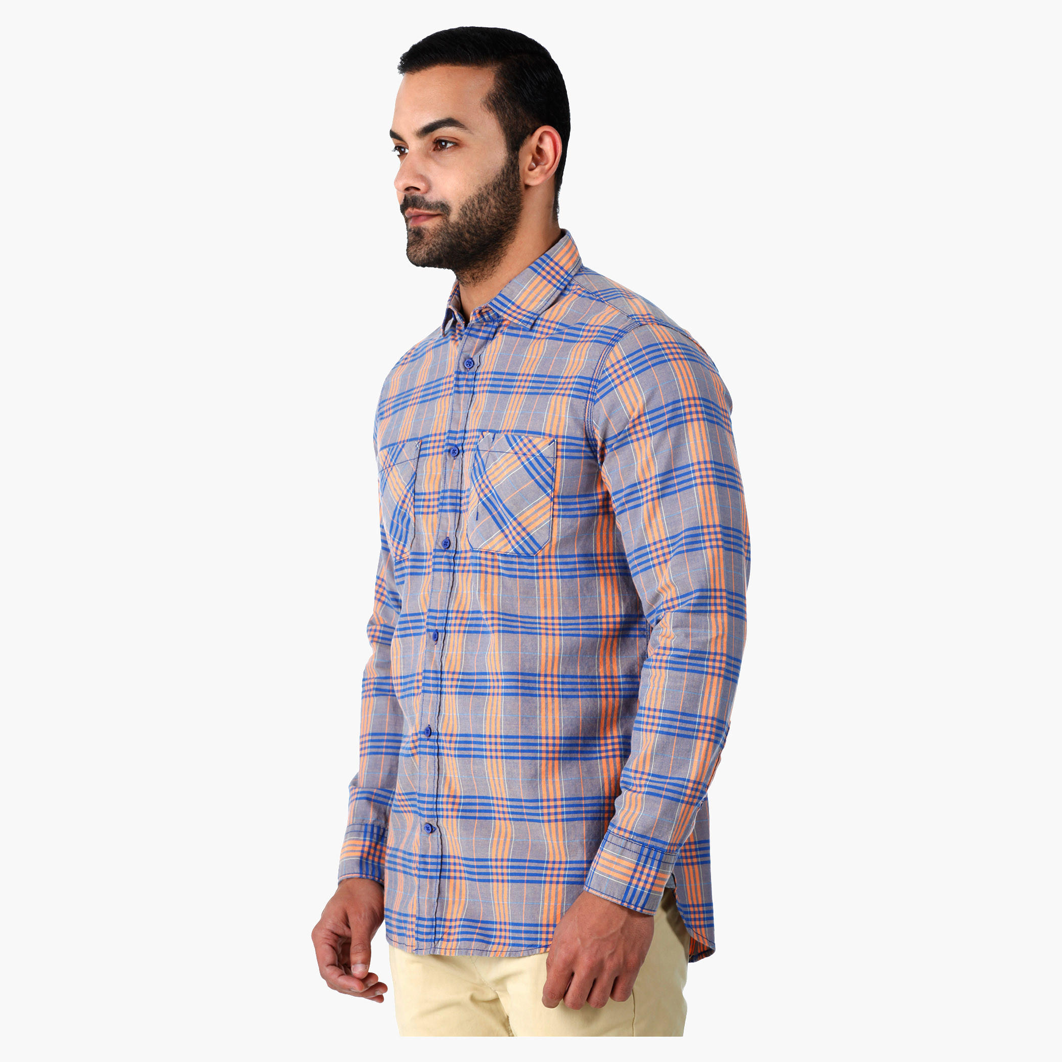 Lee Cooper Yarn-Dyed Cotton Shirt with Long Sleeves in Regular Fit-men-clothing-shirts-image-3