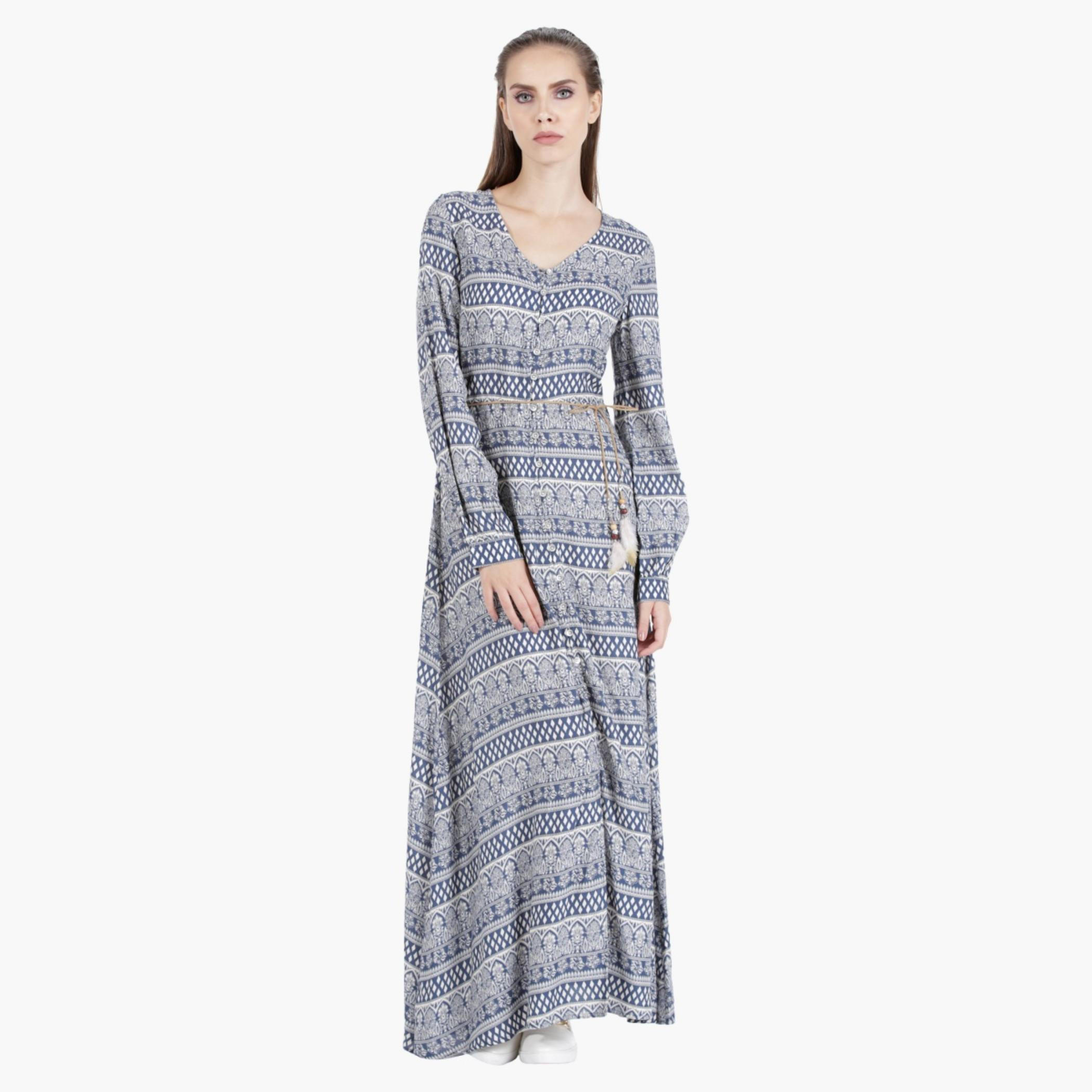Lee Cooper Maxi Dress with Lantern Sleeves in Regular Fit-women-clothing-dresses-image-1