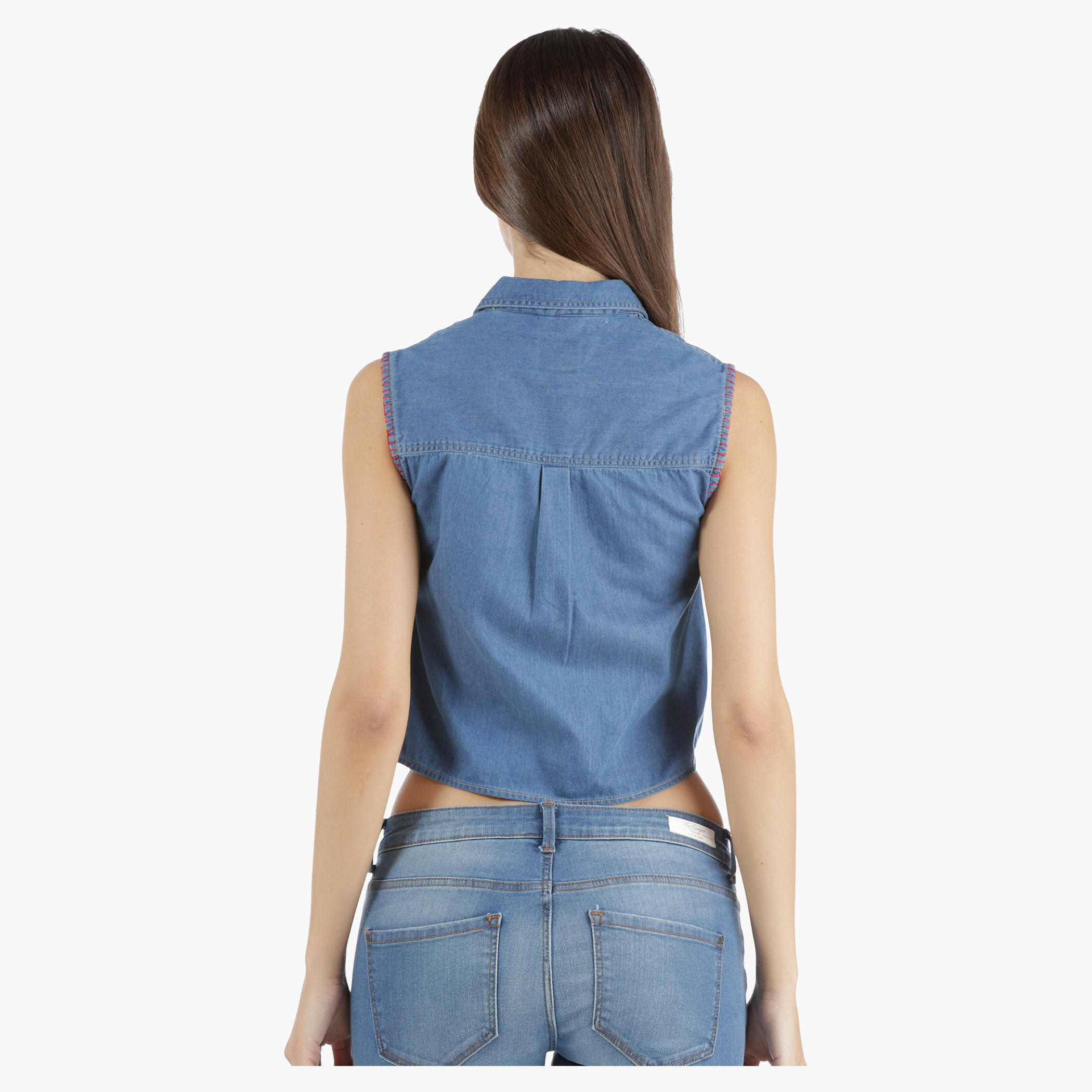 Lee Cooper Denim Front-Knot Shirt in Regular Fit-women-clothing-shirtsandblouses-blouses-image-2