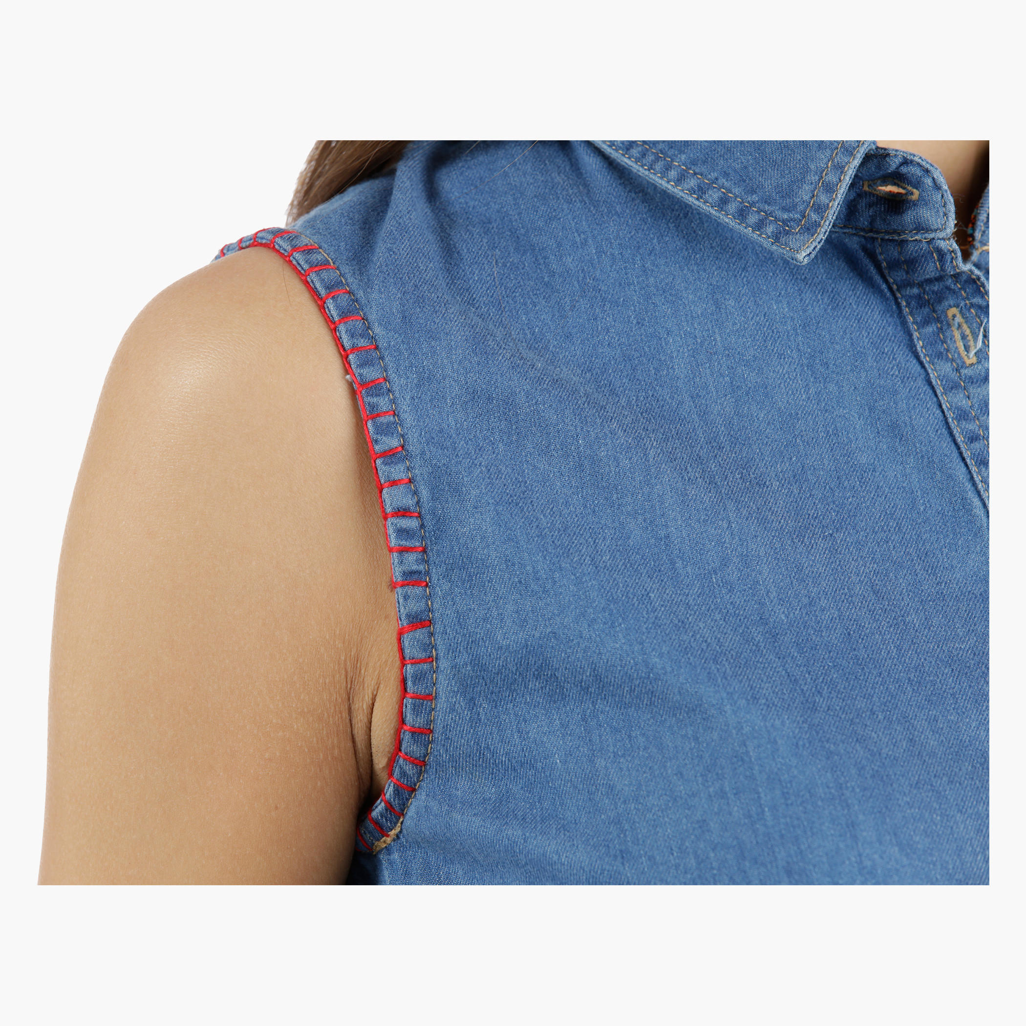 Lee Cooper Denim Front-Knot Shirt in Regular Fit-women-clothing-shirtsandblouses-blouses-image-4