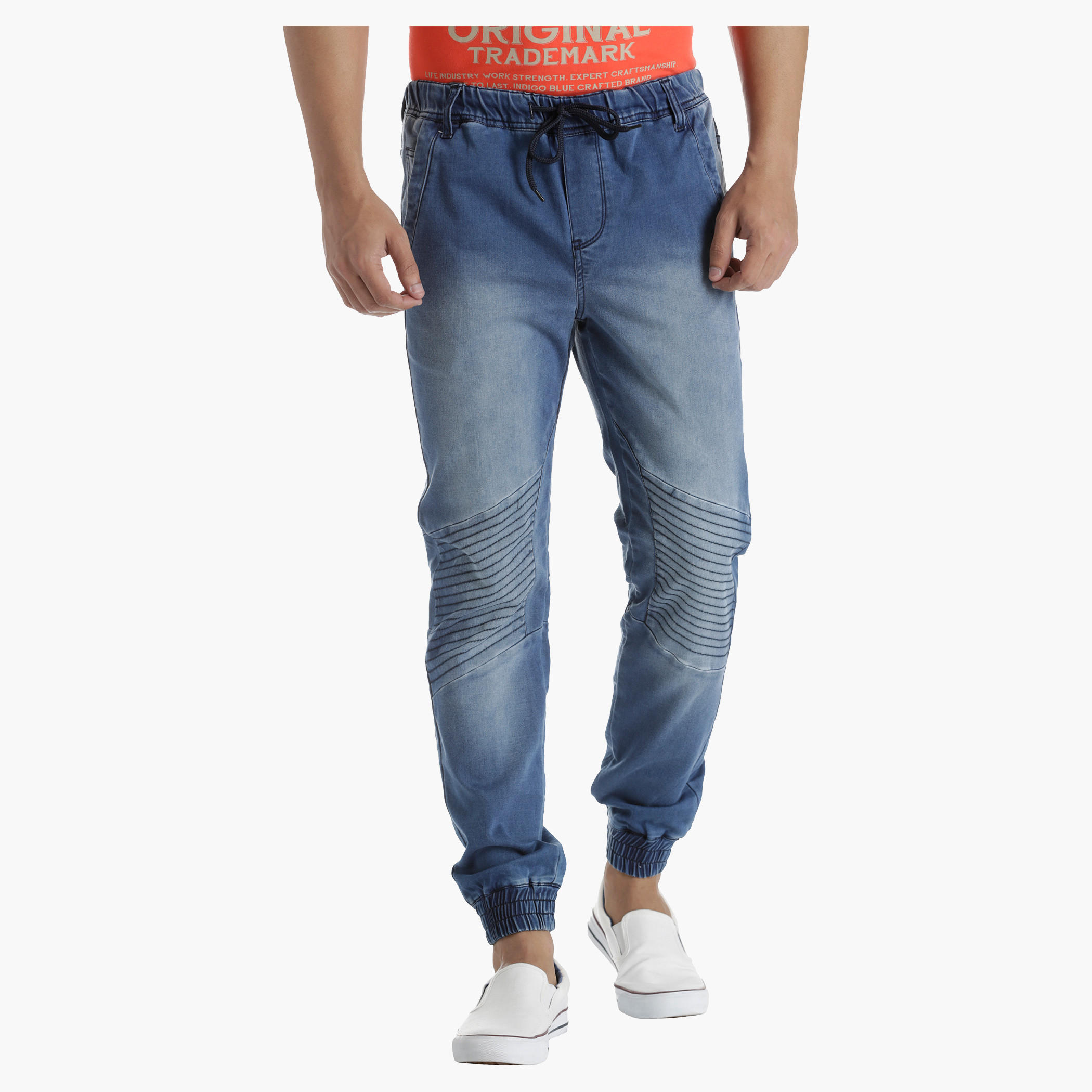 Lee Cooper Low Rise Denim Jog Pants in Slim Fit-men-clothing-bottoms-jeans-image-1