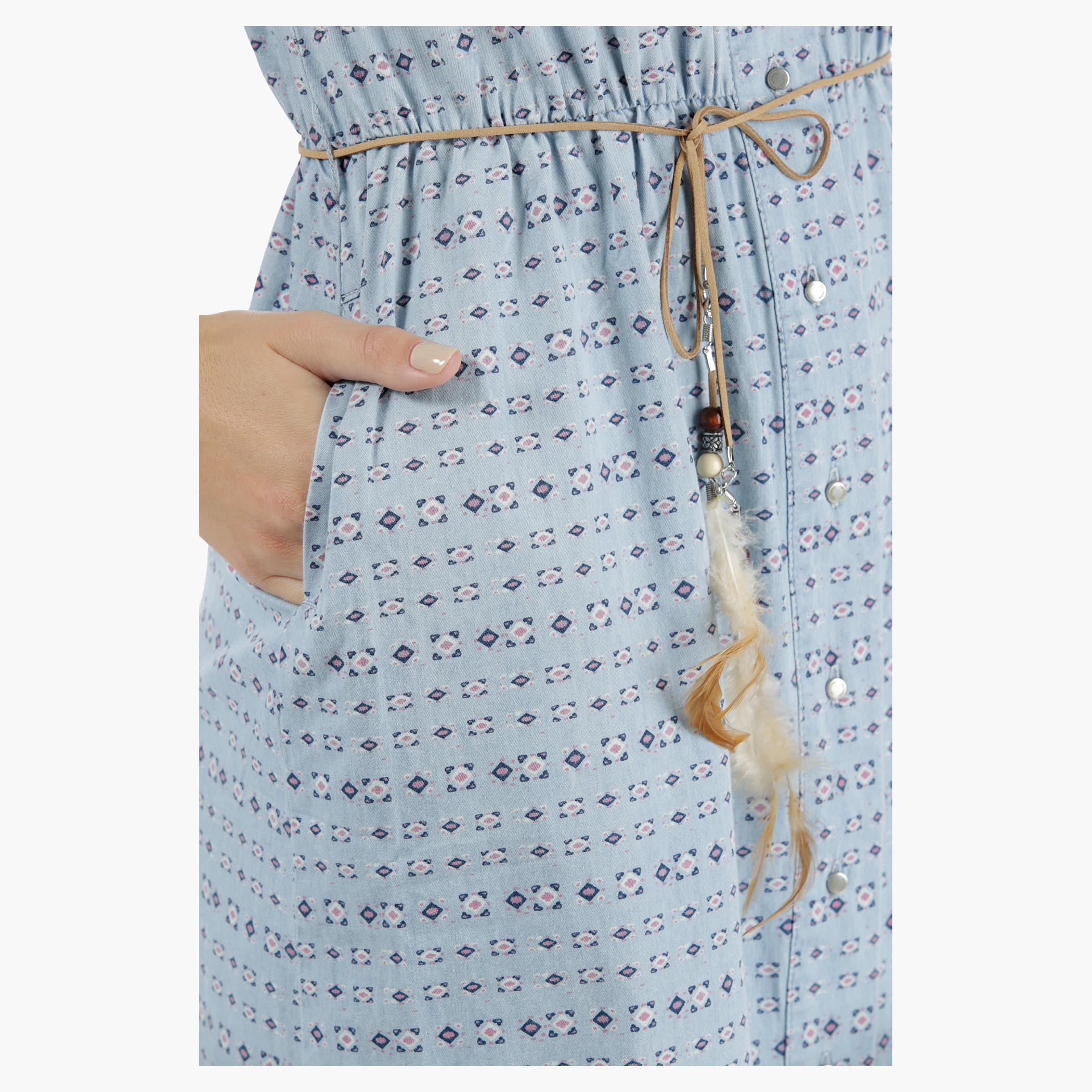 Lee Cooper Denim A-Line Shirt Dress with U-Hem in Regular Fit-women-clothing-dresses-image-4