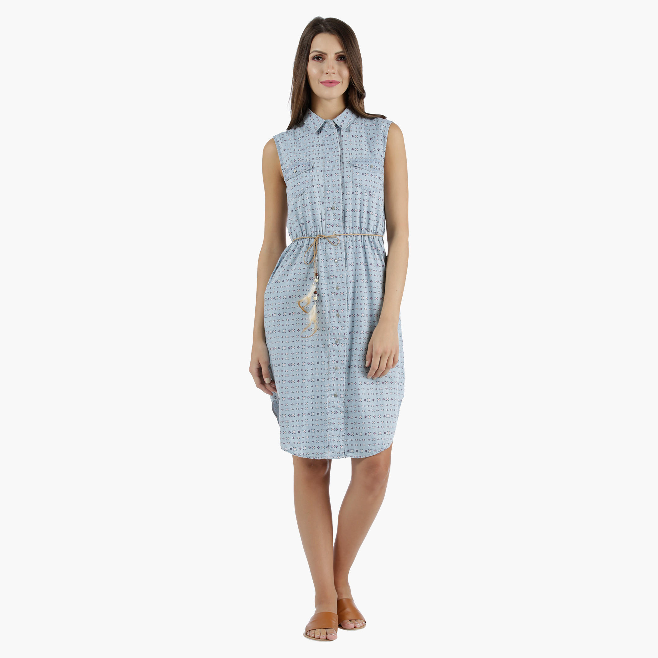 Lee Cooper Denim A-Line Shirt Dress with U-Hem in Regular Fit-women-clothing-dresses-image-5