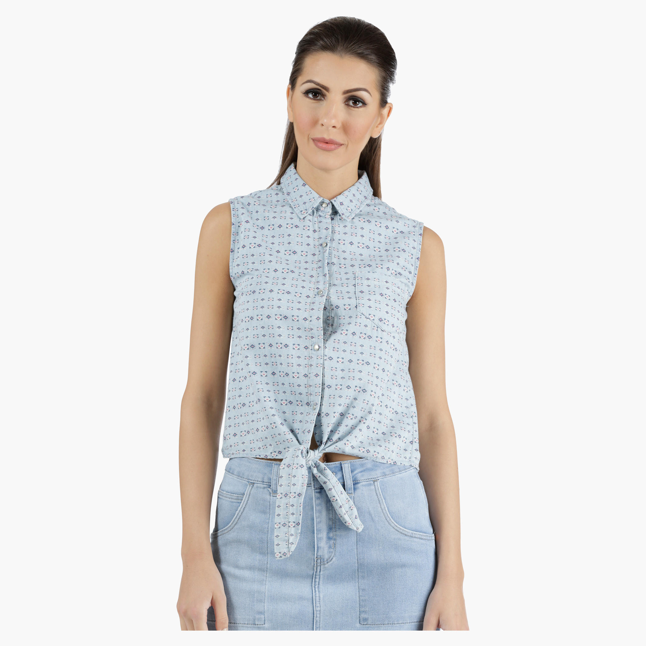Lee Cooper Denim Front Knot Shirt in Regular Fit-women-clothing-shirtsandblouses-blouses-image-5