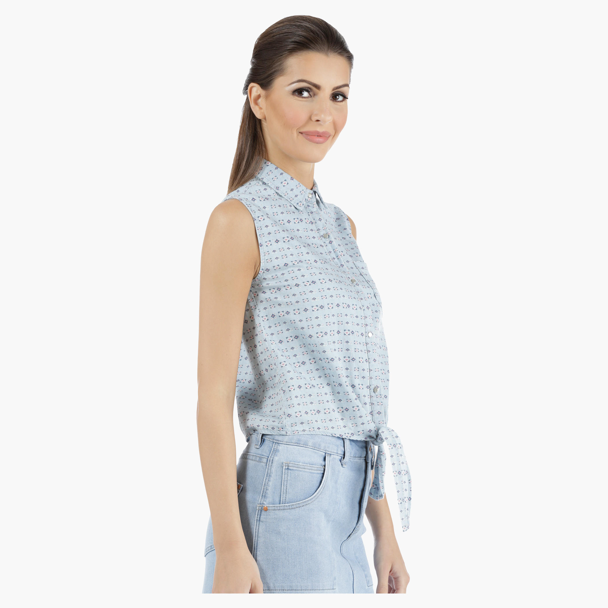 Lee Cooper Denim Front Knot Shirt in Regular Fit-women-clothing-shirtsandblouses-blouses-image-3