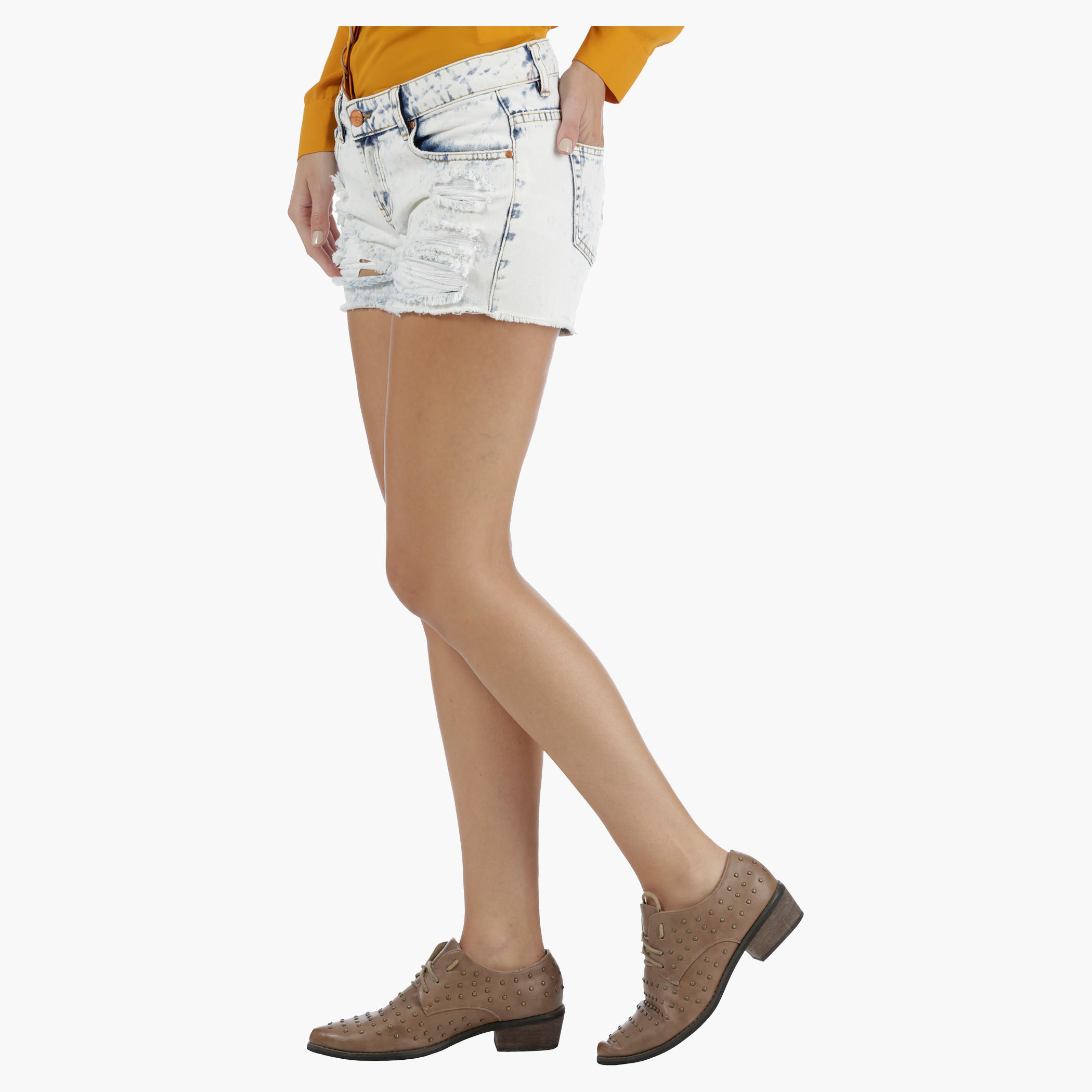 Lee Cooper Distressed Denim Shorts in Slim Fit-women-clothing-bottoms-shorts-image-8