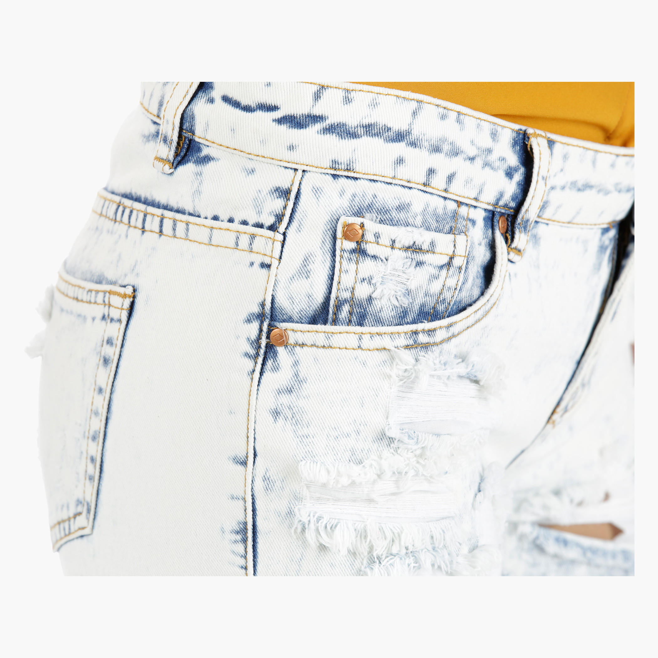 Lee Cooper Distressed Denim Shorts in Slim Fit-women-clothing-bottoms-shorts-image-9