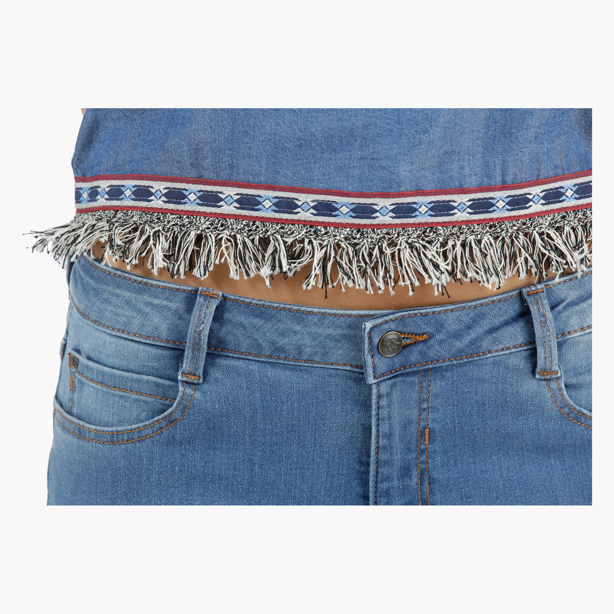 Lee Cooper Denim Crop Top with Fringed Trim in Regular Fit-women-clothing-shirtsandblouses-blouses-image-9