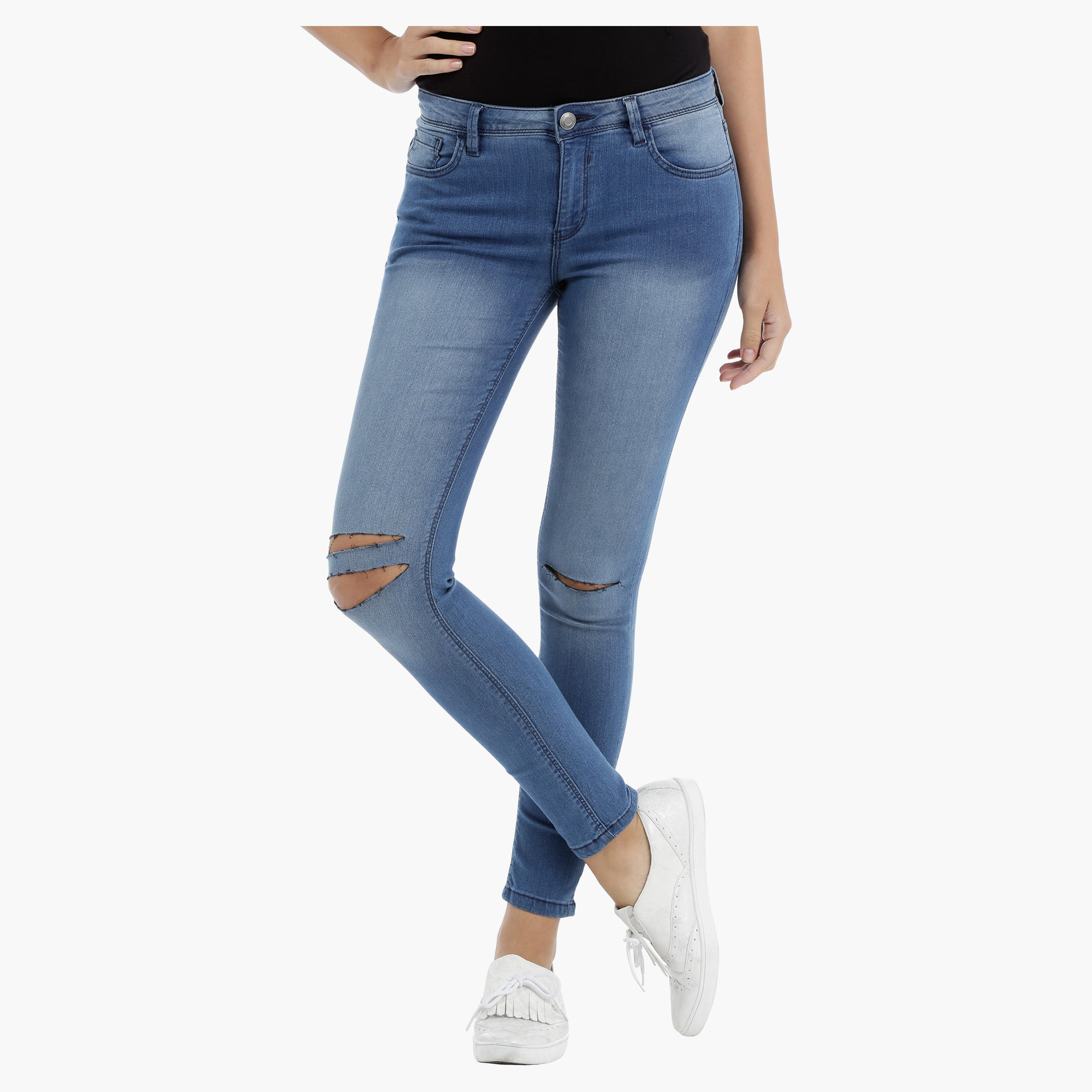 Lee Cooper Skinny Jeans with Ripped Effect-women-clothing-bottoms-jeans-image-1