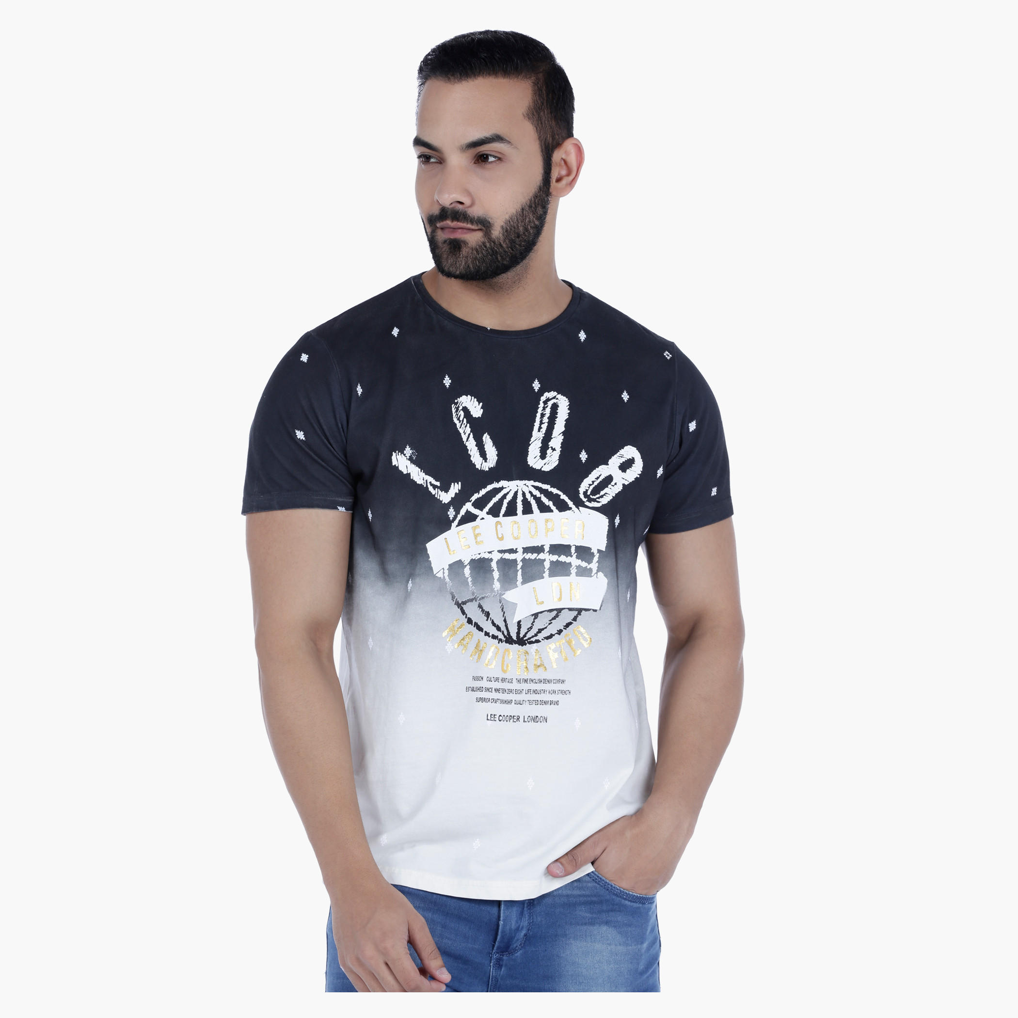 Lee Cooper Crew Neck T-Shirt with Short Sleeves-men-clothing-tshirtsandpolos-tshirts-image-1