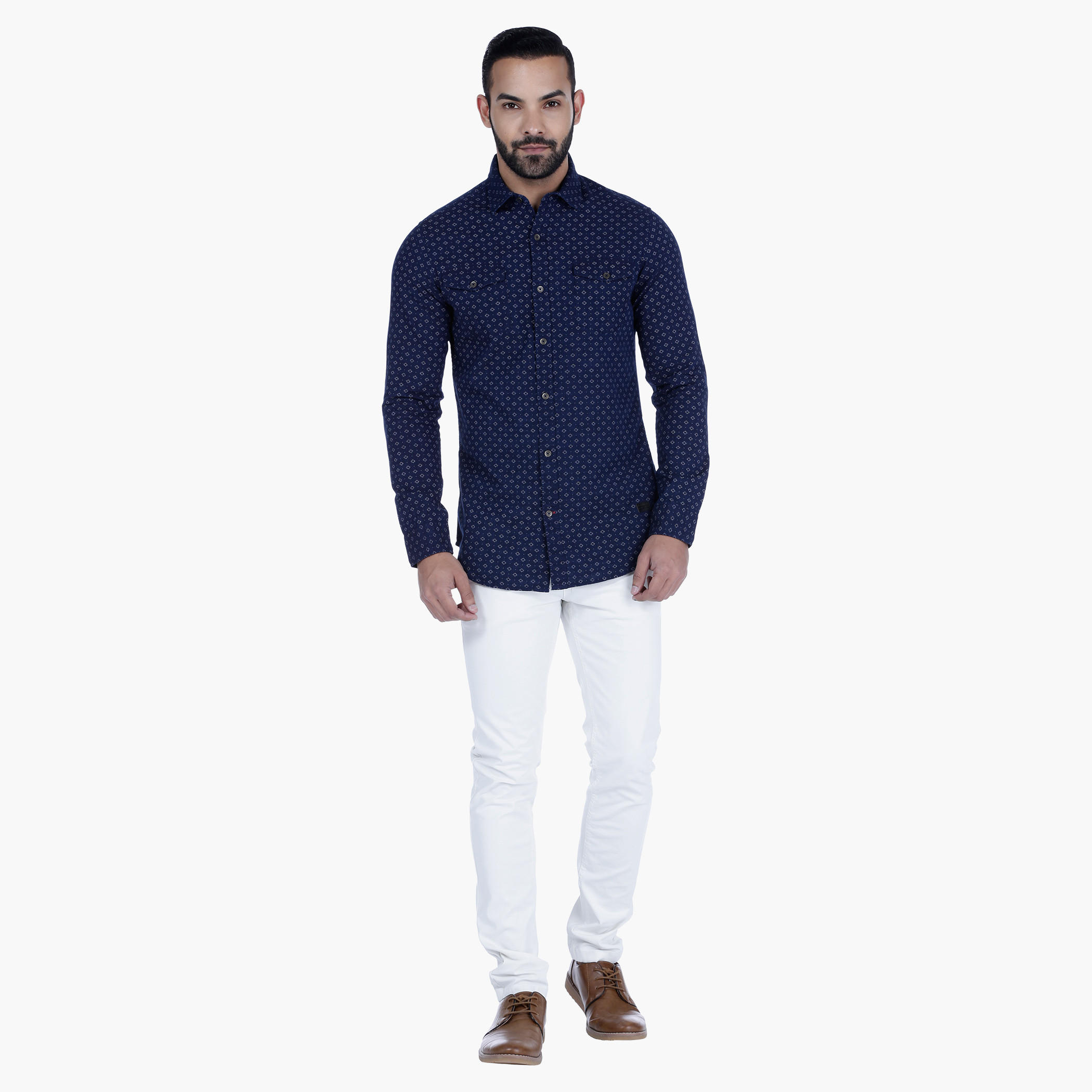 Lee Cooper Printed Denim Shirt with Long Sleeves-men-clothing-shirts-image-5