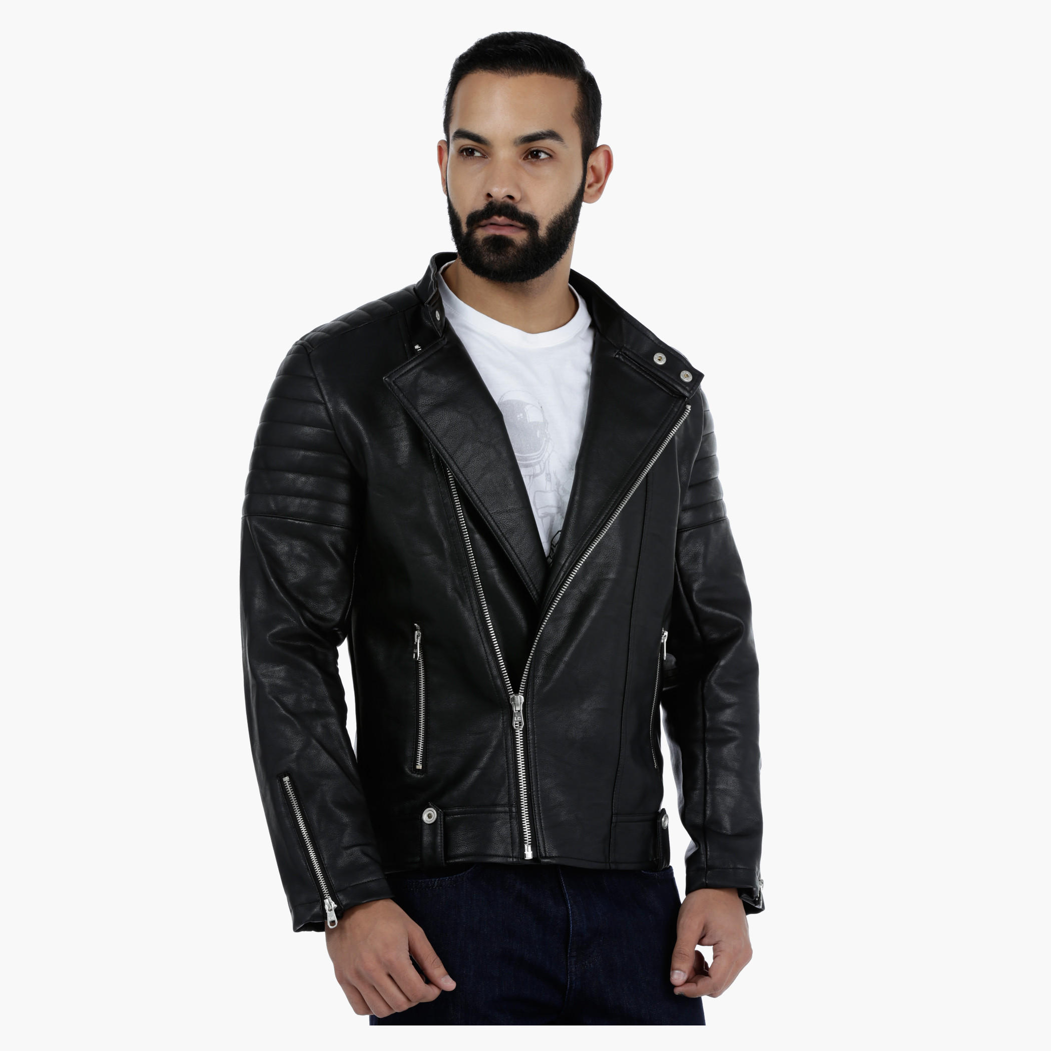 Lee Cooper Quilted Biker Jacket with Zip Detailing-men-clothing-jacketsandblazers-jackets-image-1