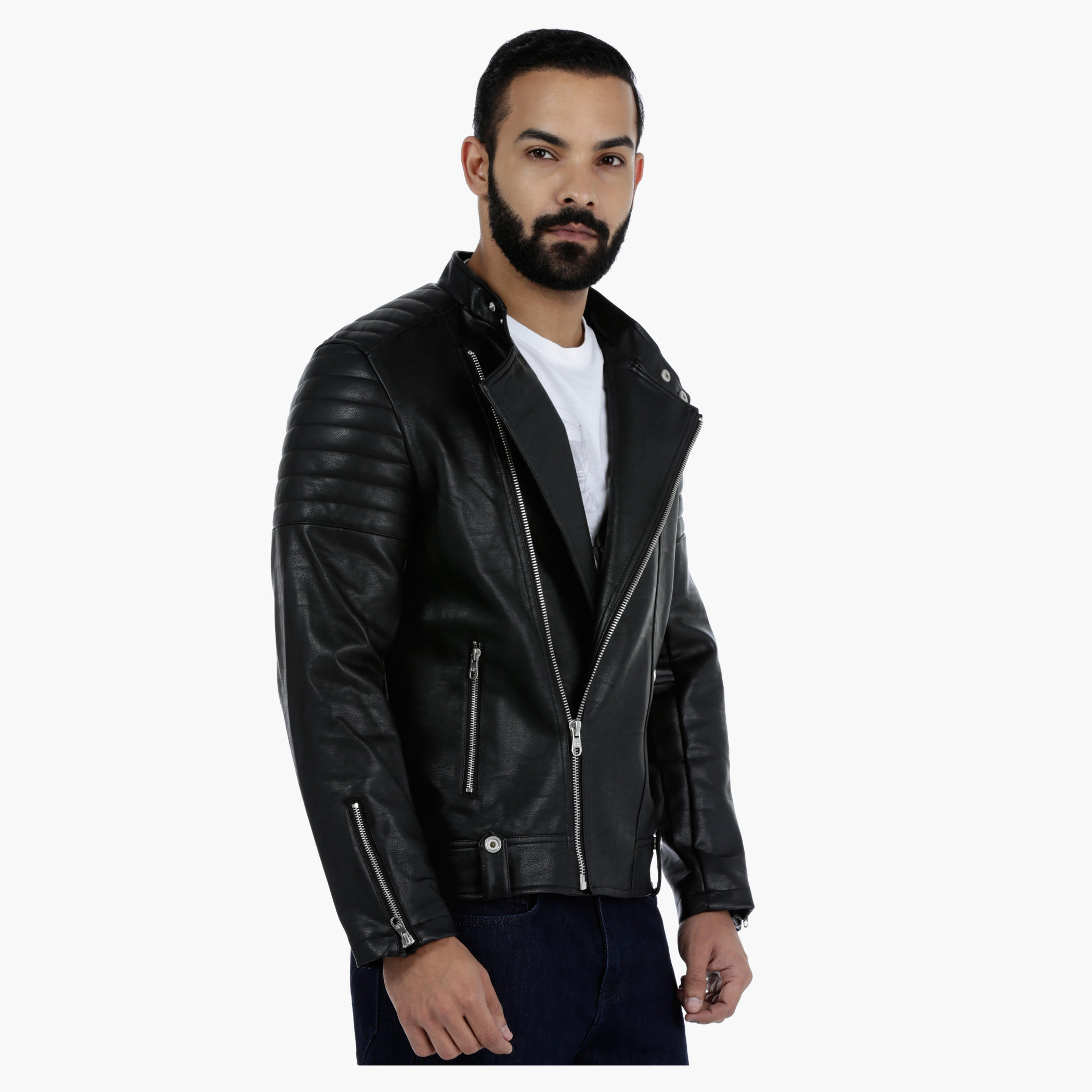 Lee Cooper Quilted Biker Jacket with Zip Detailing-men-clothing-jacketsandblazers-jackets-image-3
