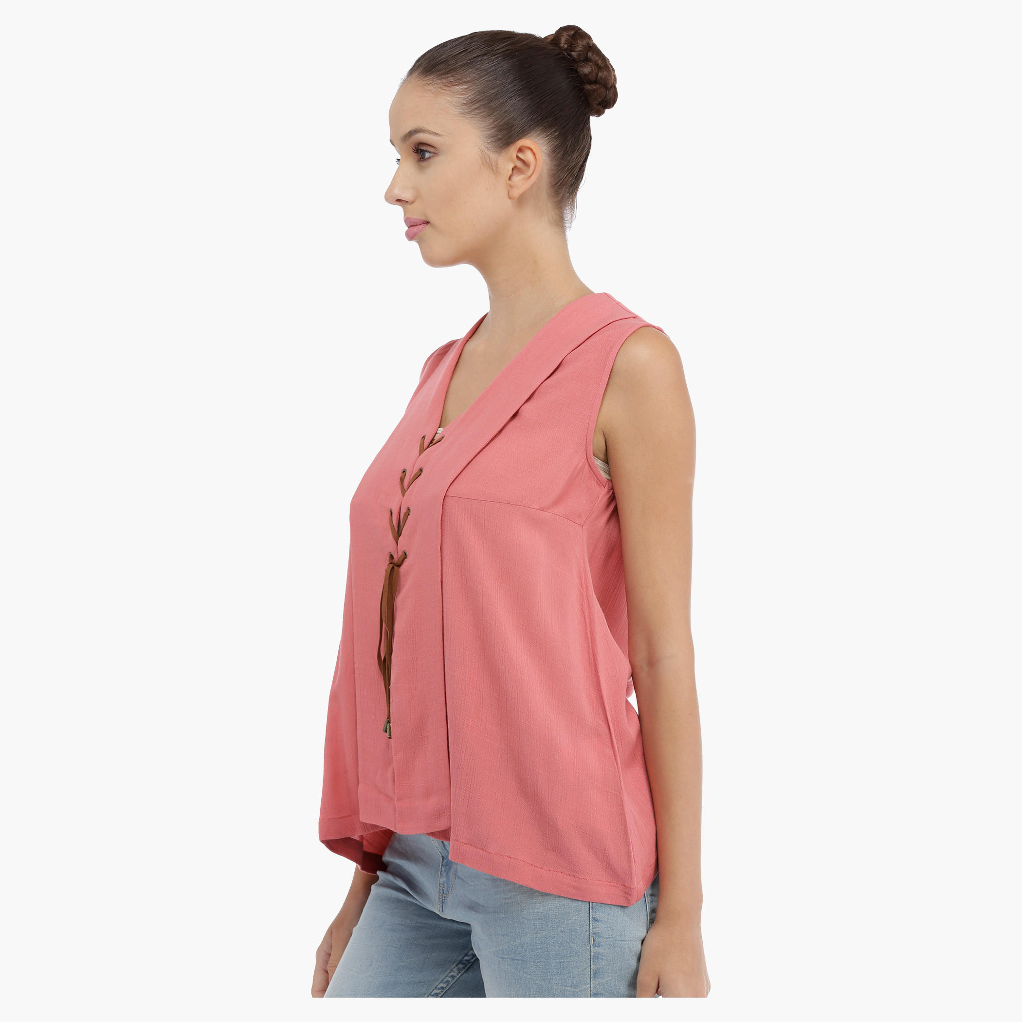 Lee Cooper Sleeveless Top with Lace Up Detail-women-clothing-shirtsandblouses-blouses-image-3