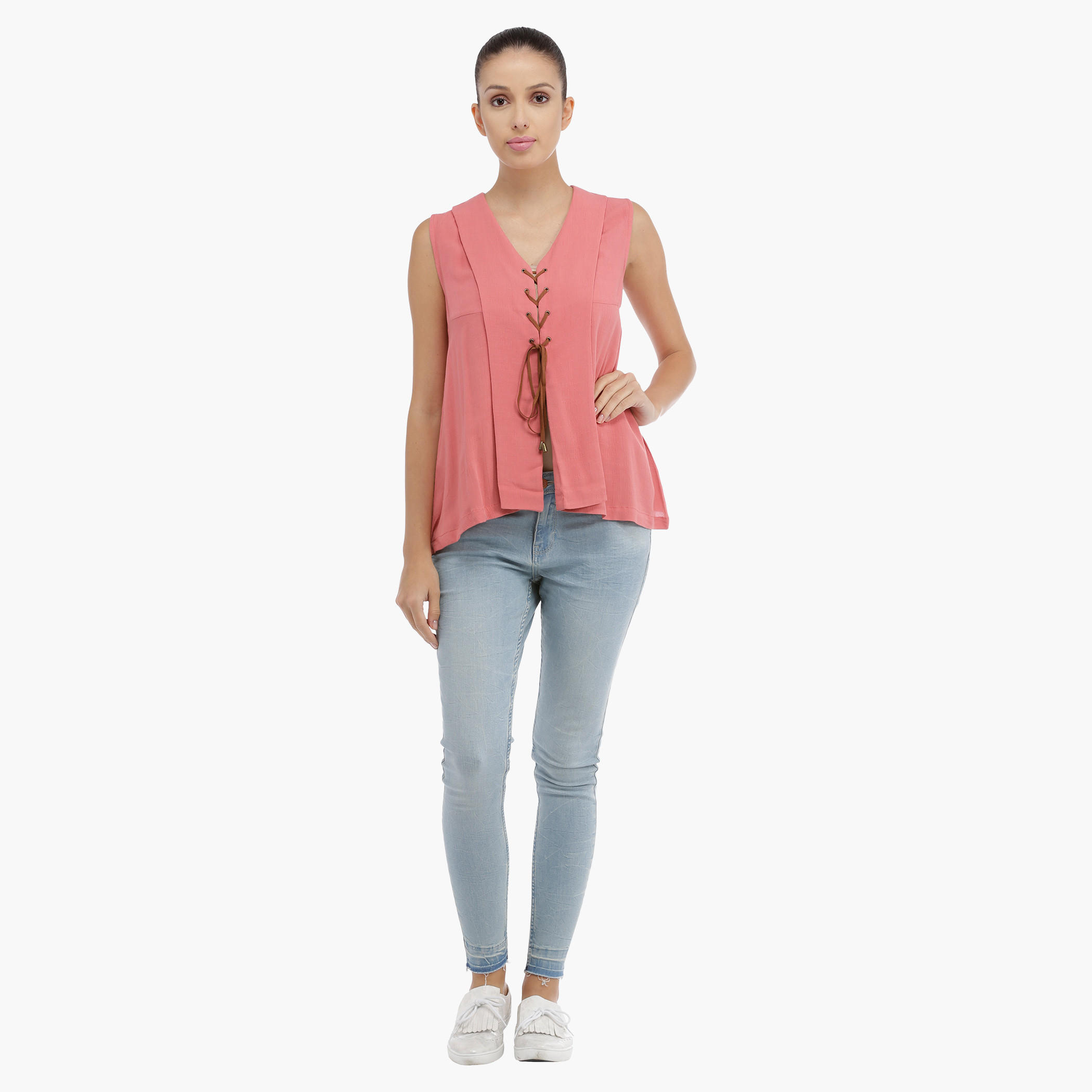 Lee Cooper Sleeveless Top with Lace Up Detail-women-clothing-shirtsandblouses-blouses-image-1