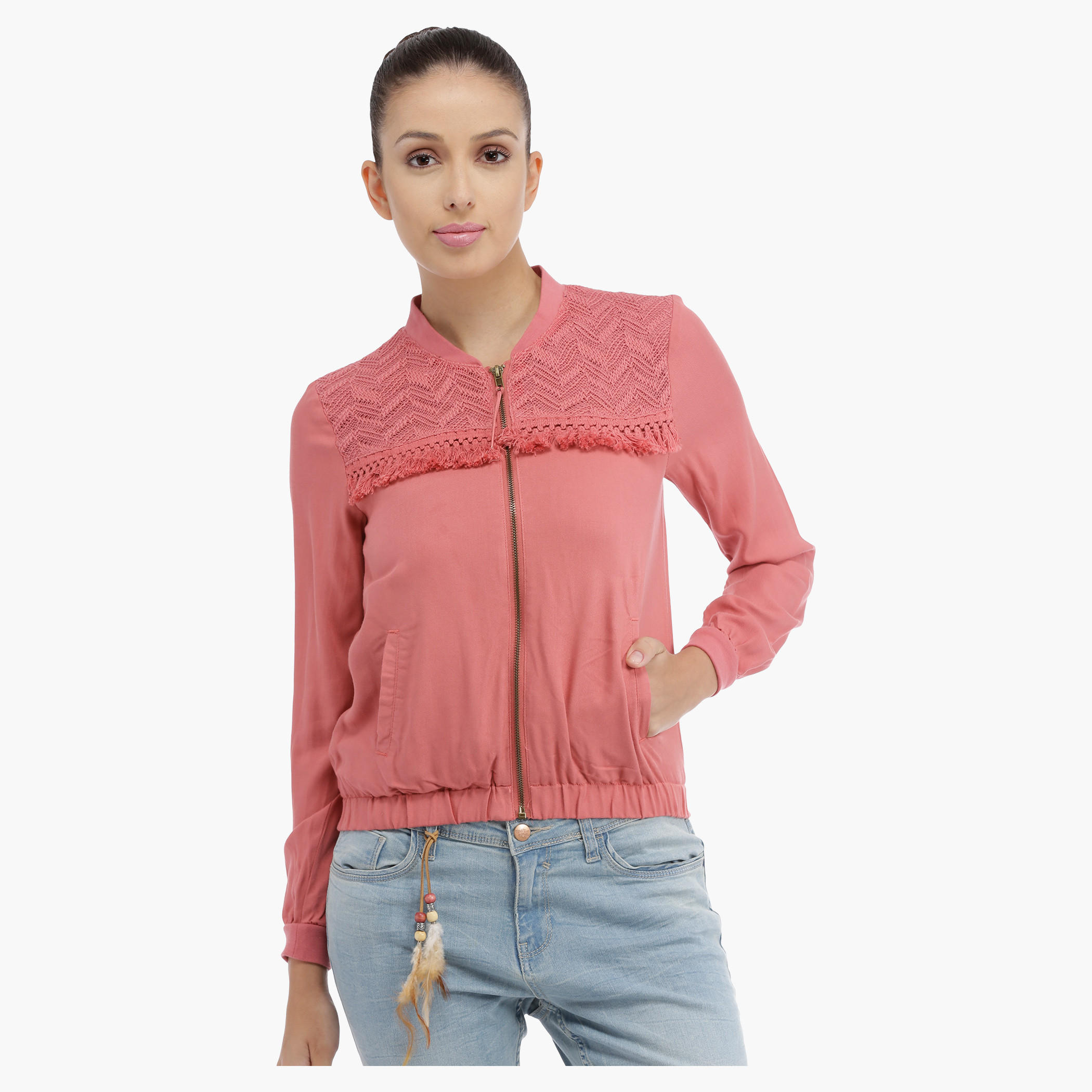 Lee Cooper Bomber Jacket with Tassels-women-winterwear-coatsandjackets-jackets-image-5