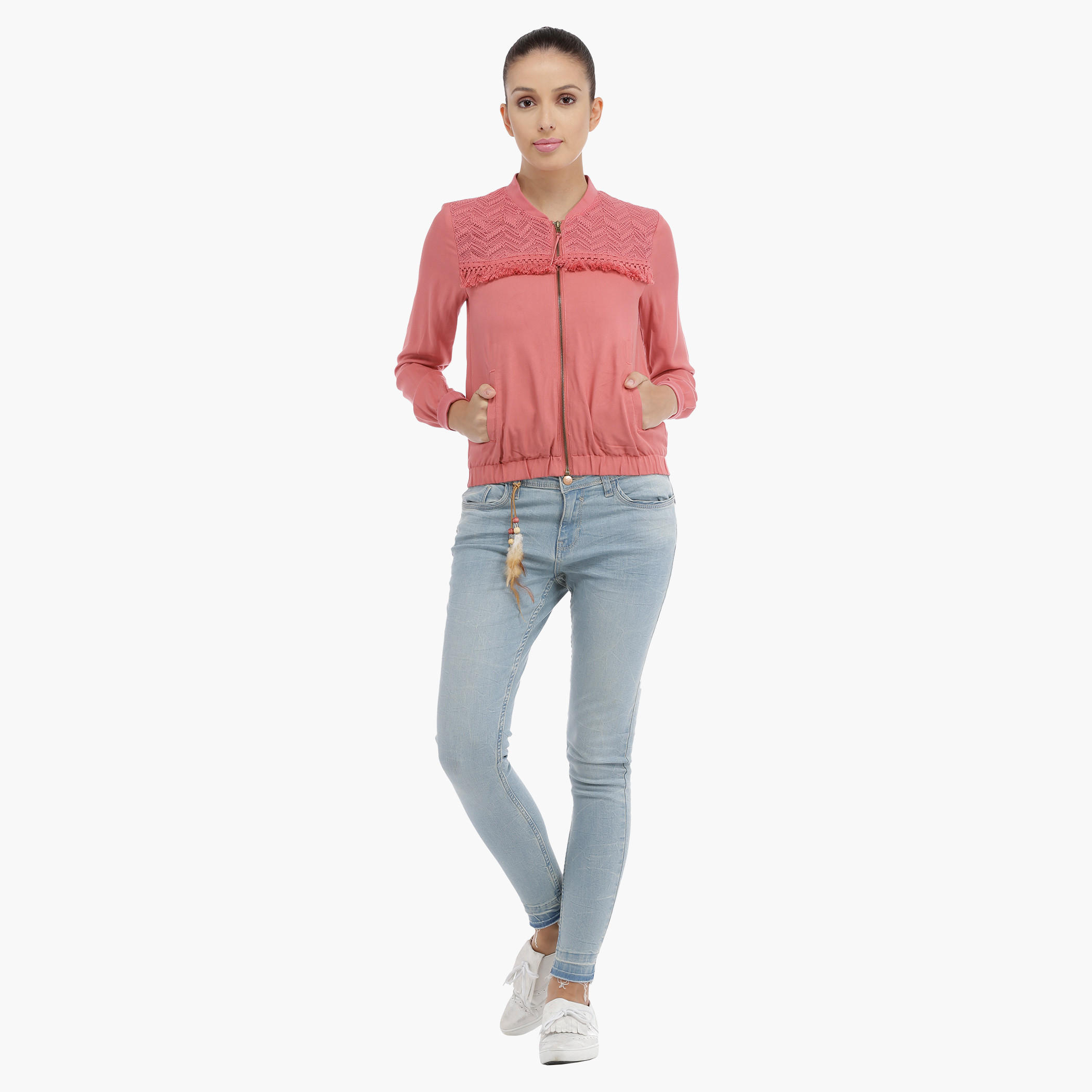 Lee Cooper Bomber Jacket with Tassels-women-winterwear-coatsandjackets-jackets-image-1