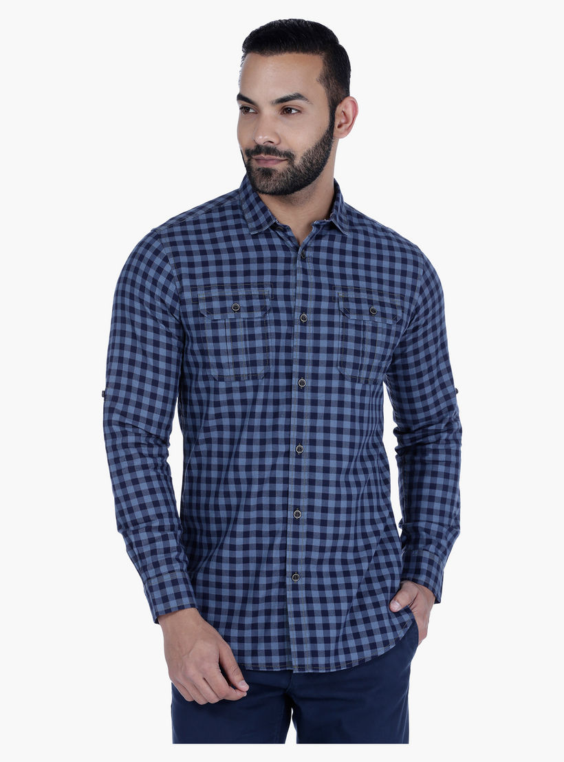 Lee Cooper Chequered Casual Shirt with Long Sleeves-men-clothing-shirts-image-1