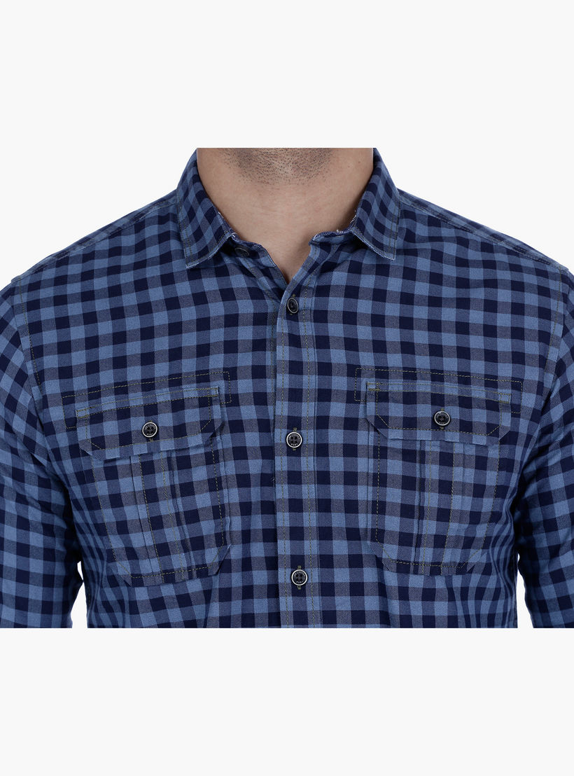 Lee Cooper Chequered Casual Shirt with Long Sleeves-men-clothing-shirts-image-4
